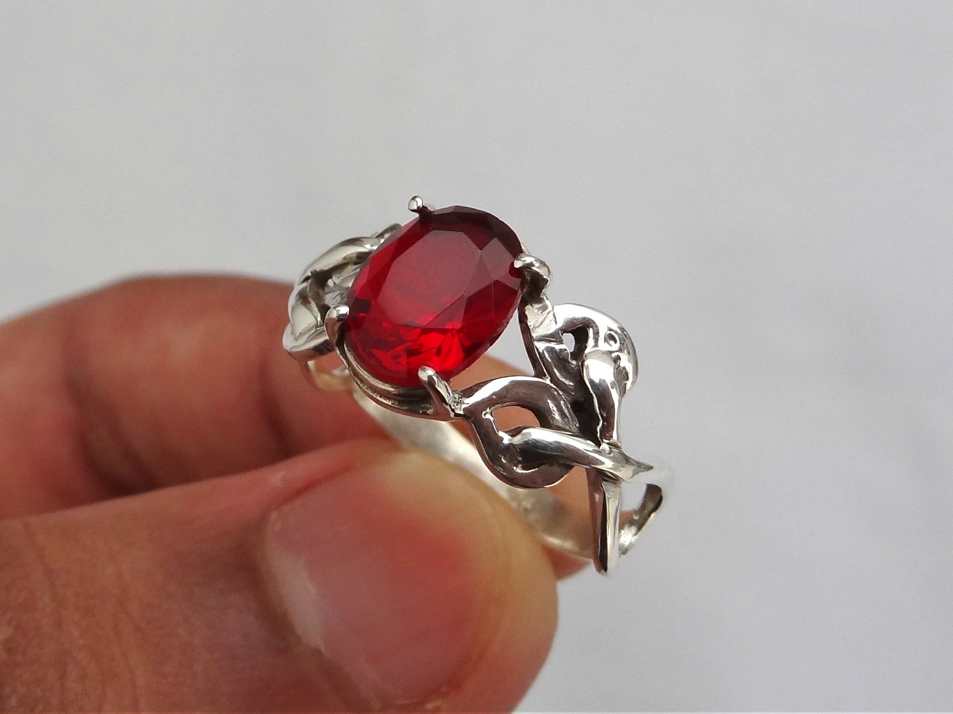 Garnet Ring, 92.5% solid sterling silver ring, stone ring, women's ...