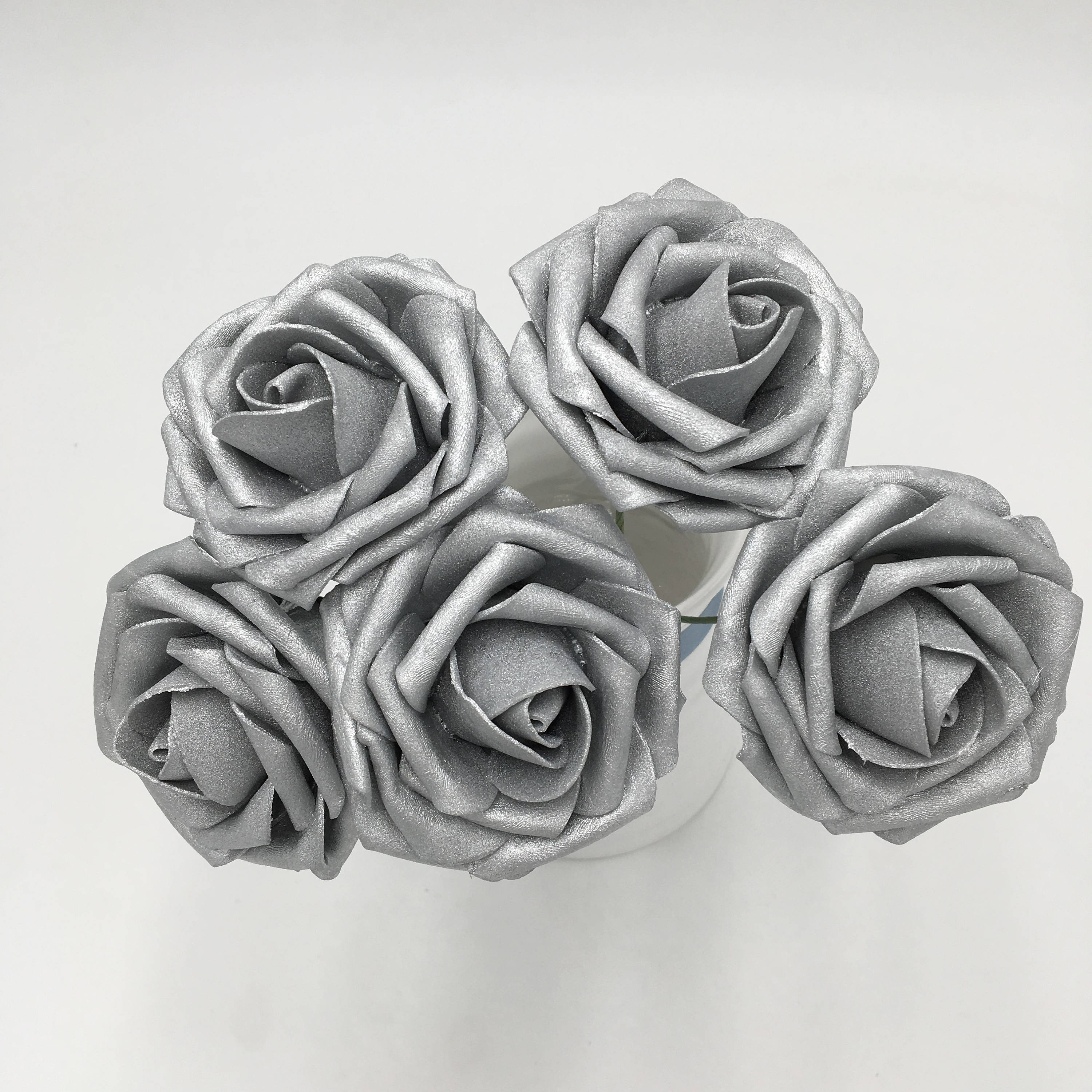 Artificial Flowers Silver Roses Fake Foam Flowers 8cm/3