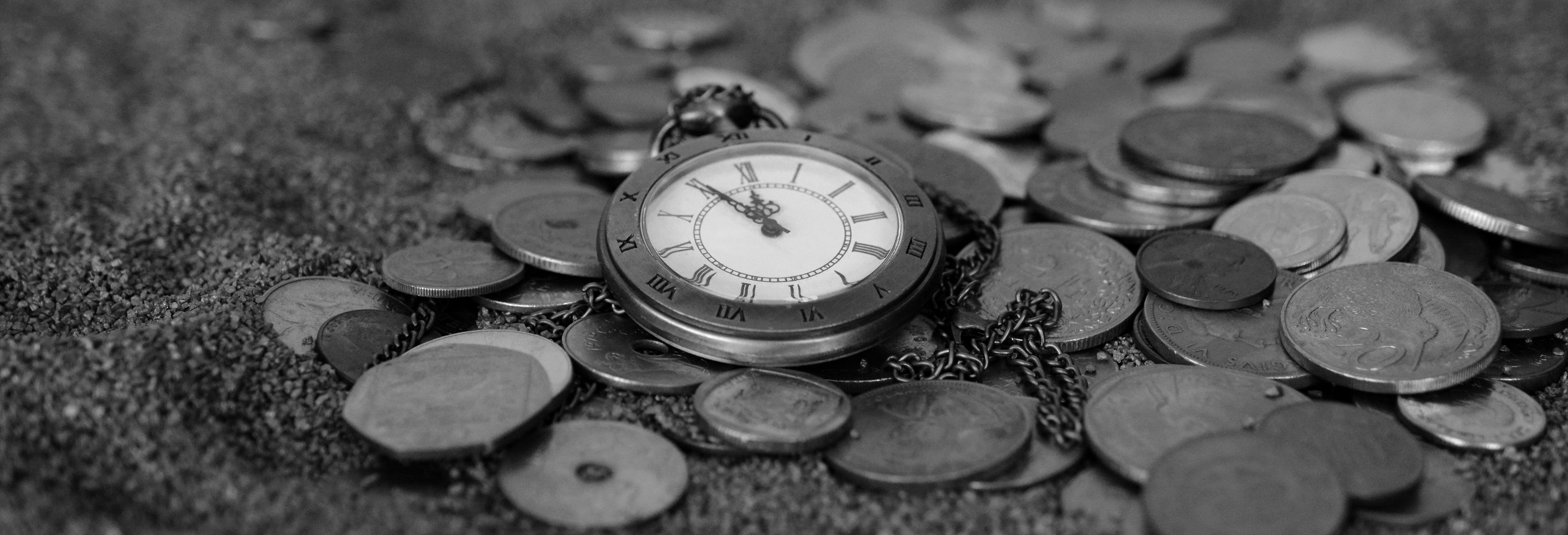 Silver Round Coins, Antique, Black-and-white, Clock, Coins, HQ Photo