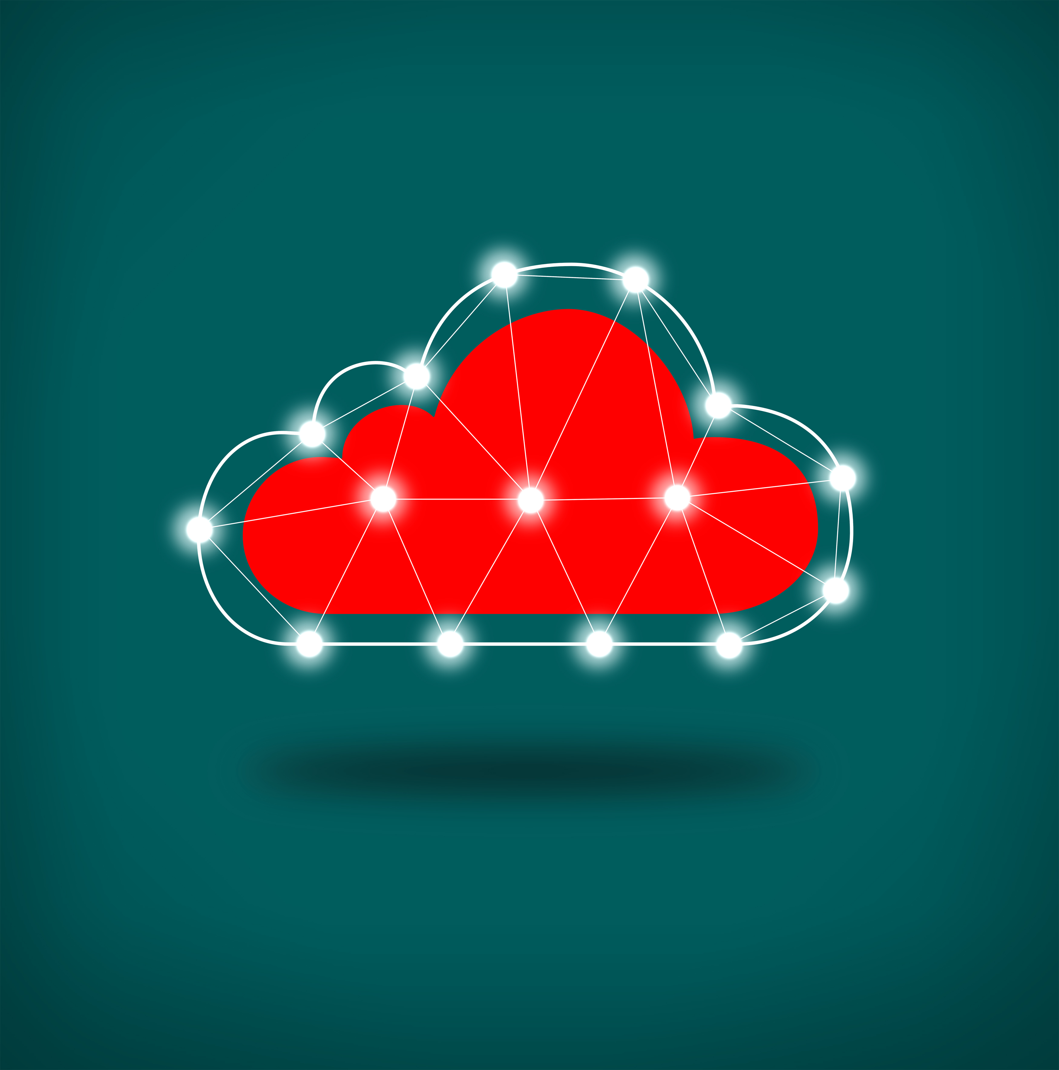 Simple Connected Cloud, Abstract, Network, Screen, Red, HQ Photo
