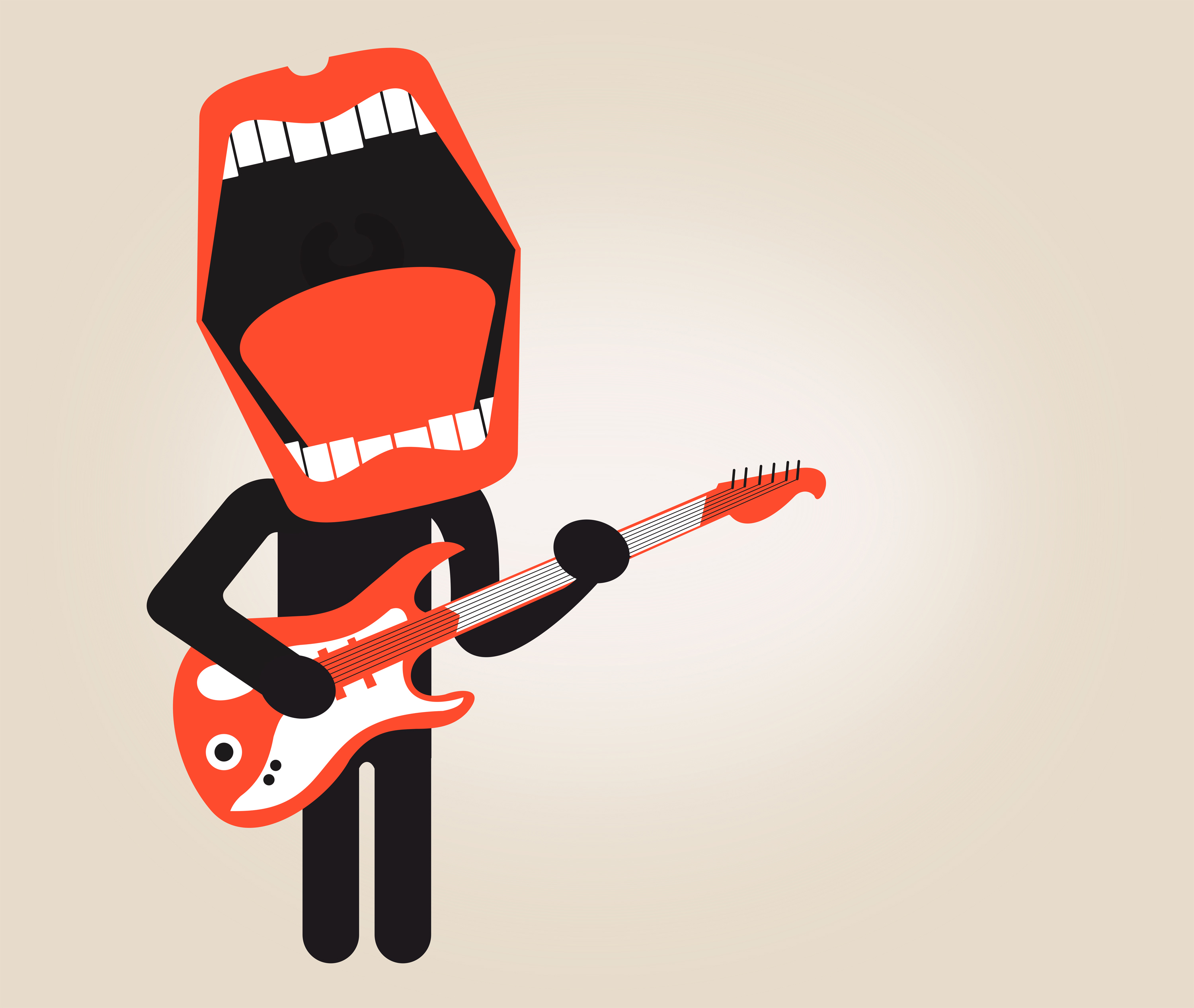 Singer playing electric guitar - stylized looks photo