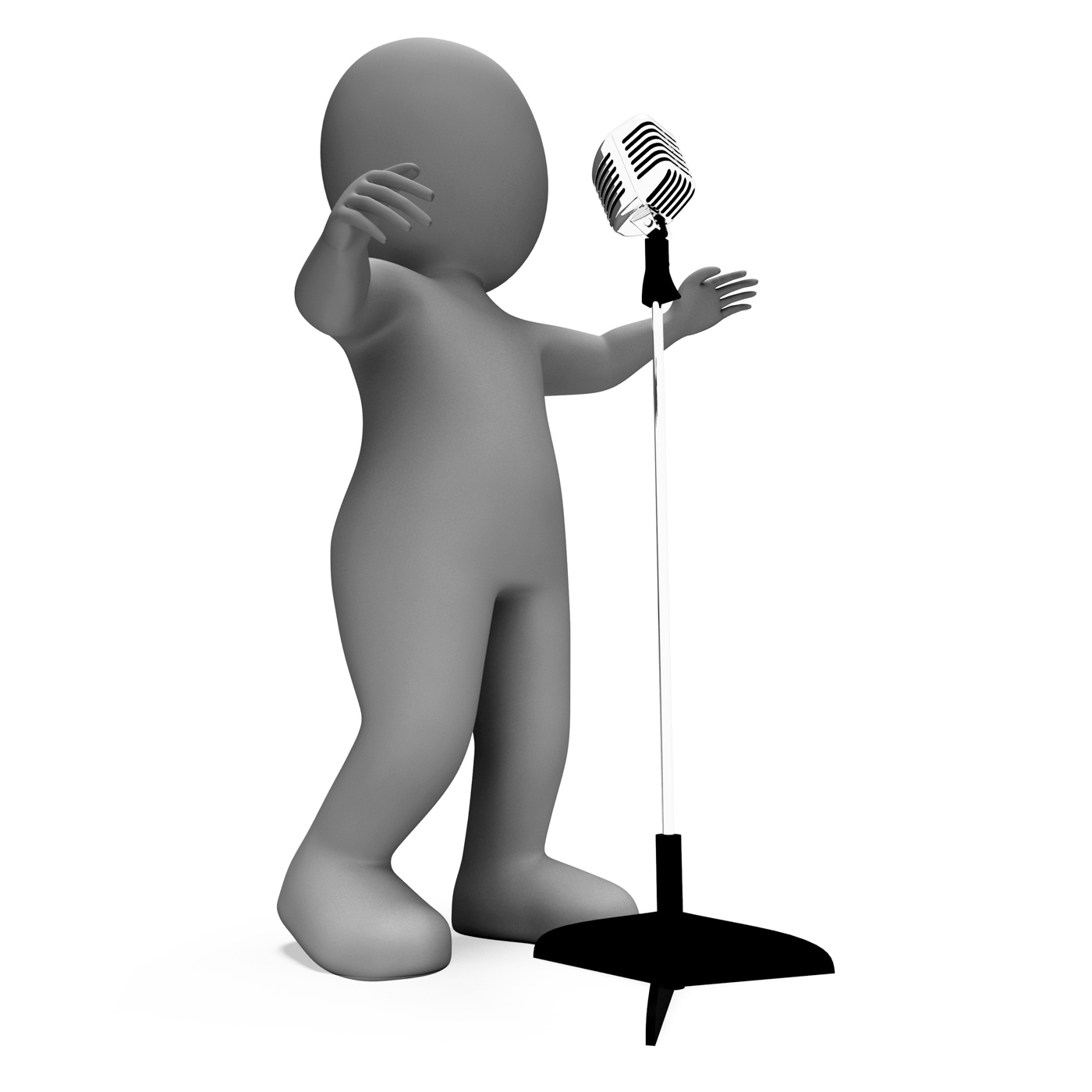 Singer shows music or karaoke microphone concert photo