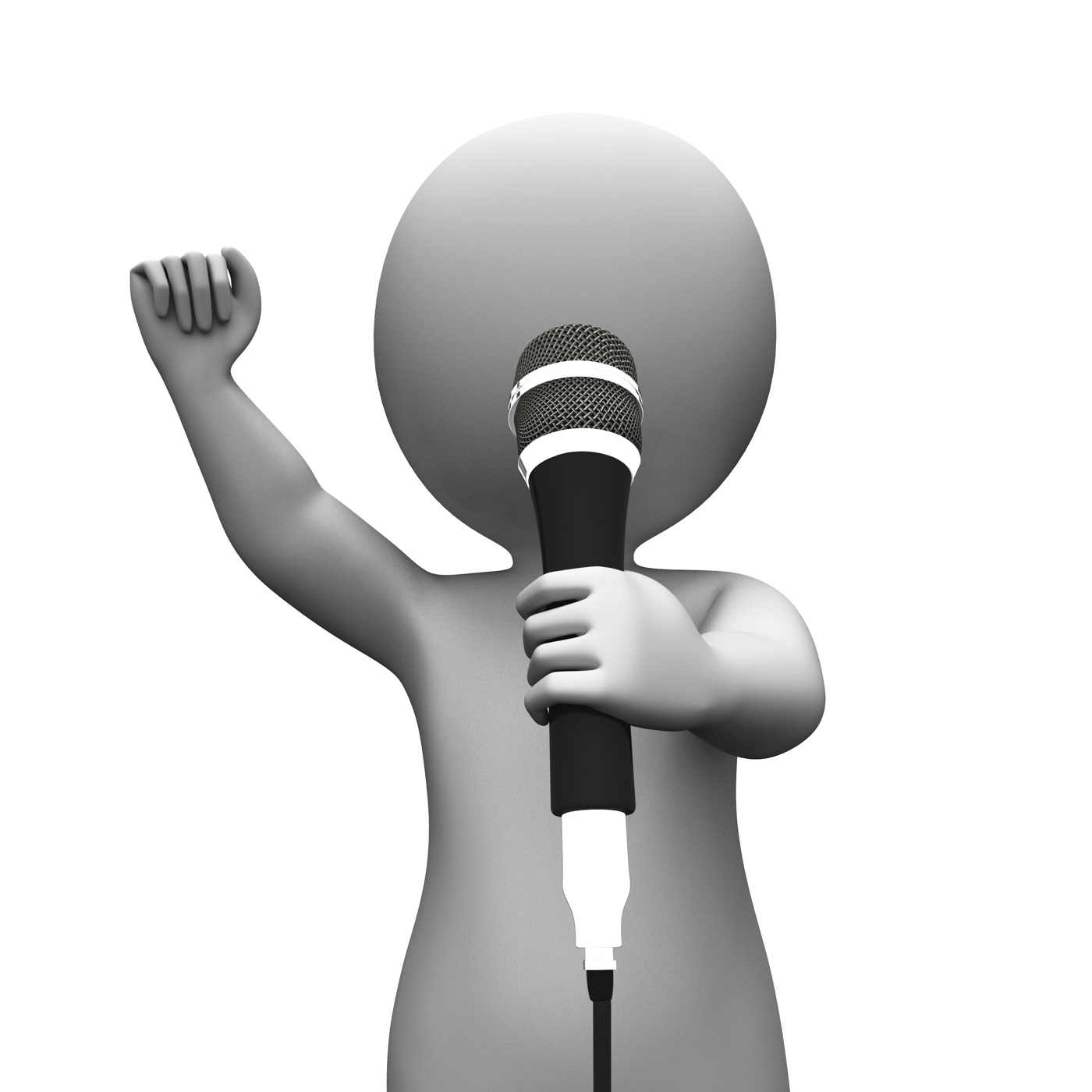 Singer singing character shows music or karaoke concert photo