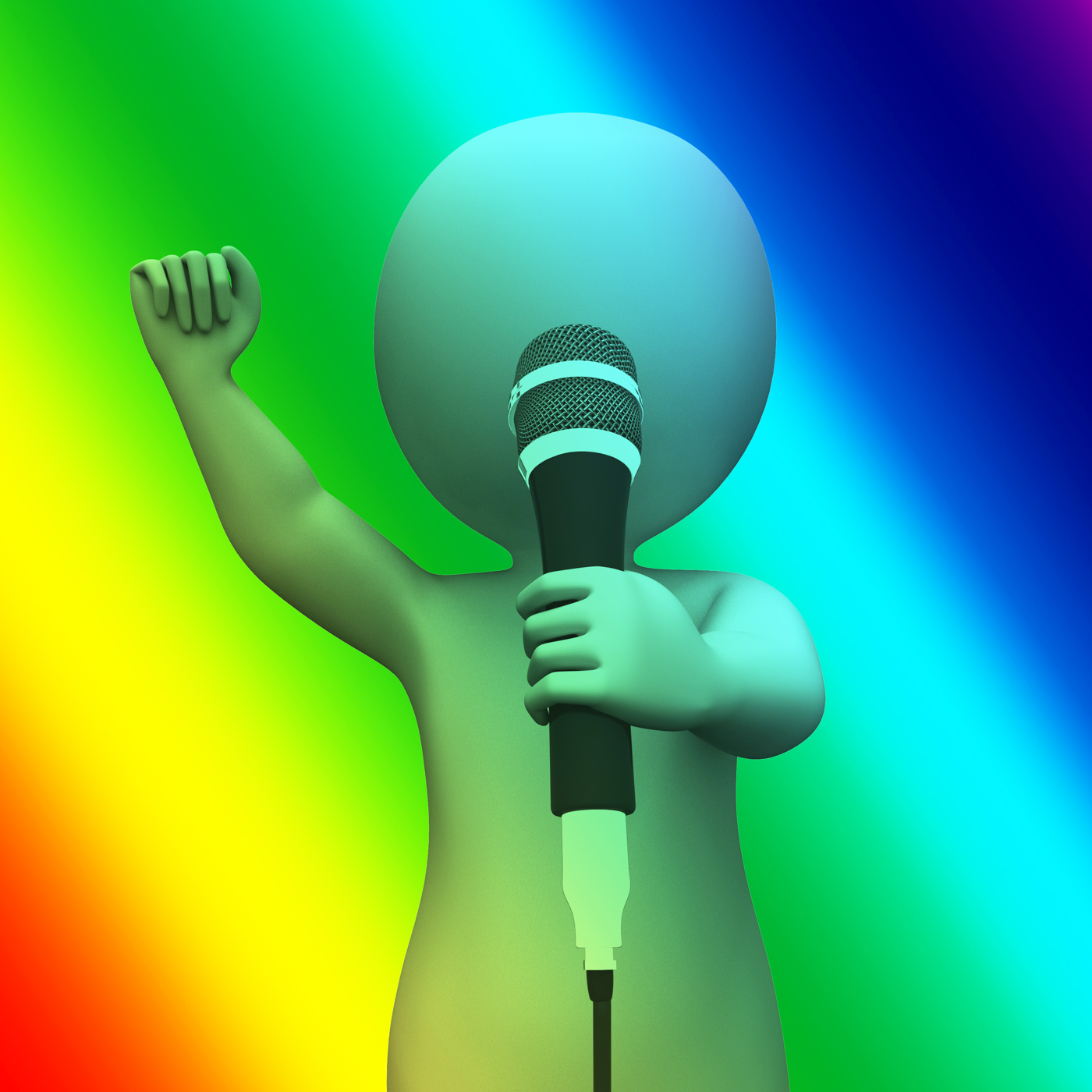 Singing character shows music songs or perform photo