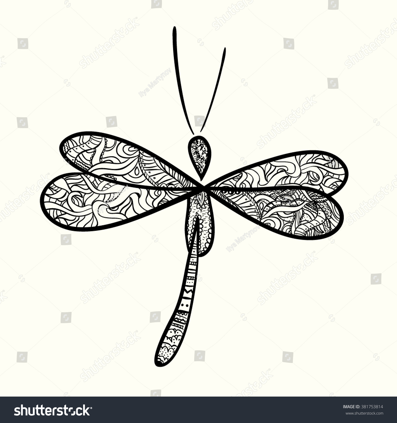 Dragonfly Vector Single Color Icon Isolated Stock Vector 381753814 ...