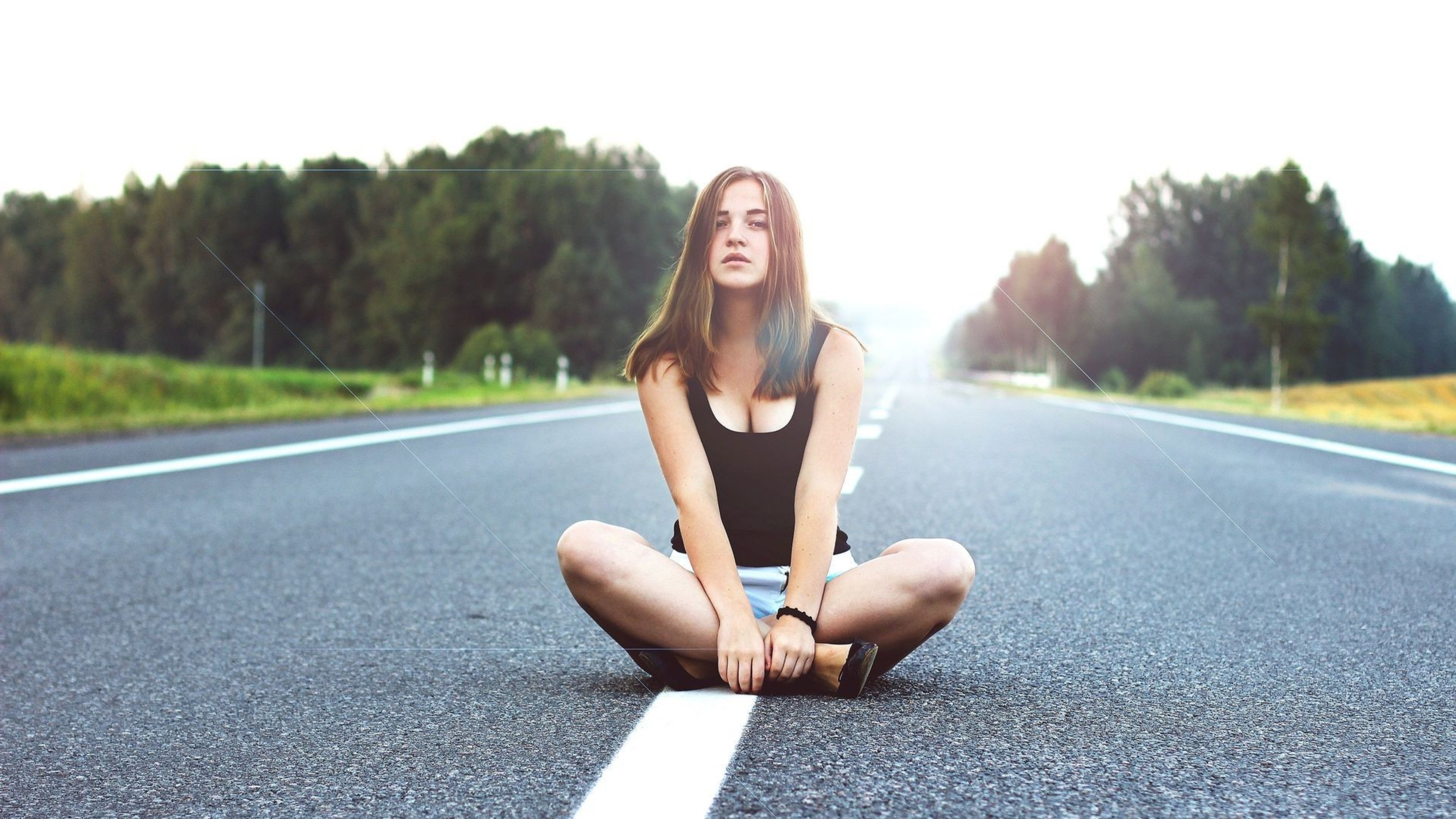 Girl Sitting On Road, HD Girls, 4k Wallpapers, Images, Backgrounds ...