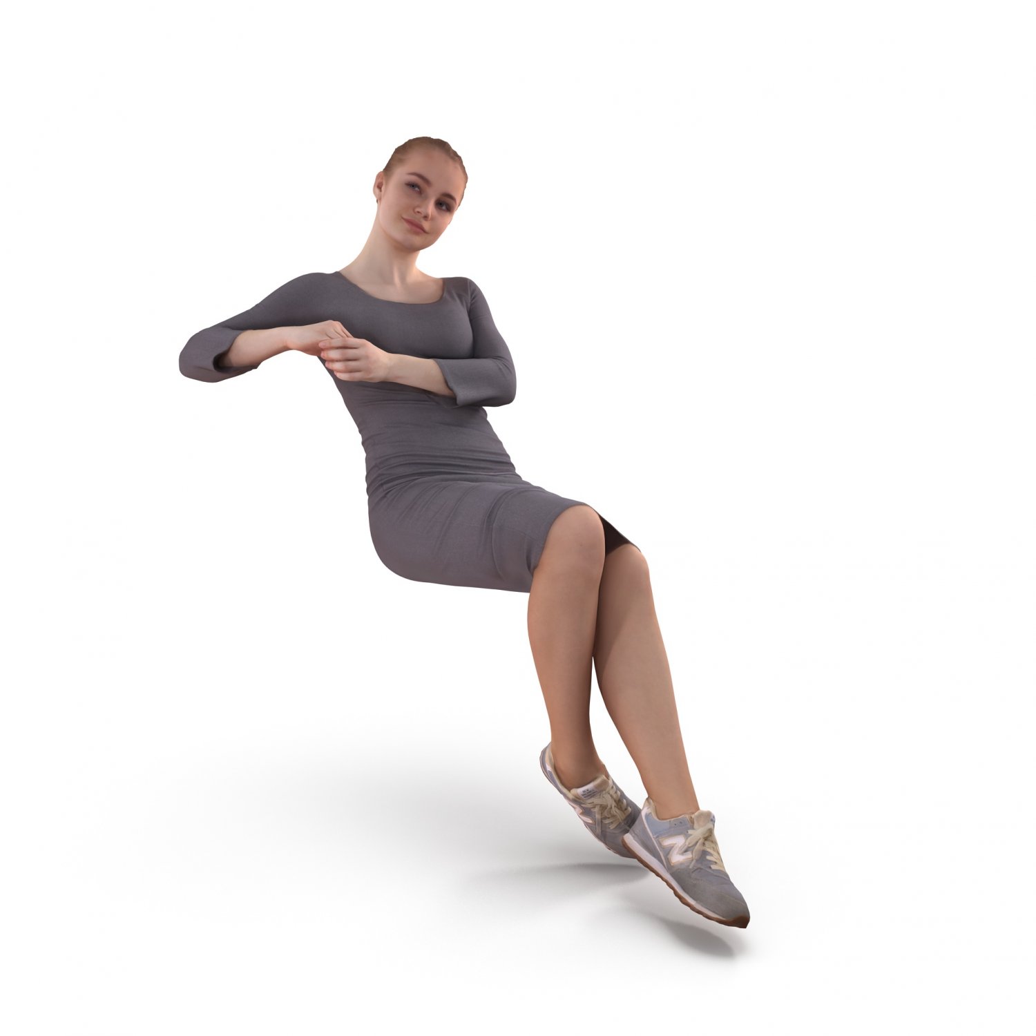 City Girl Sitting 3D Model in Woman 3DExport