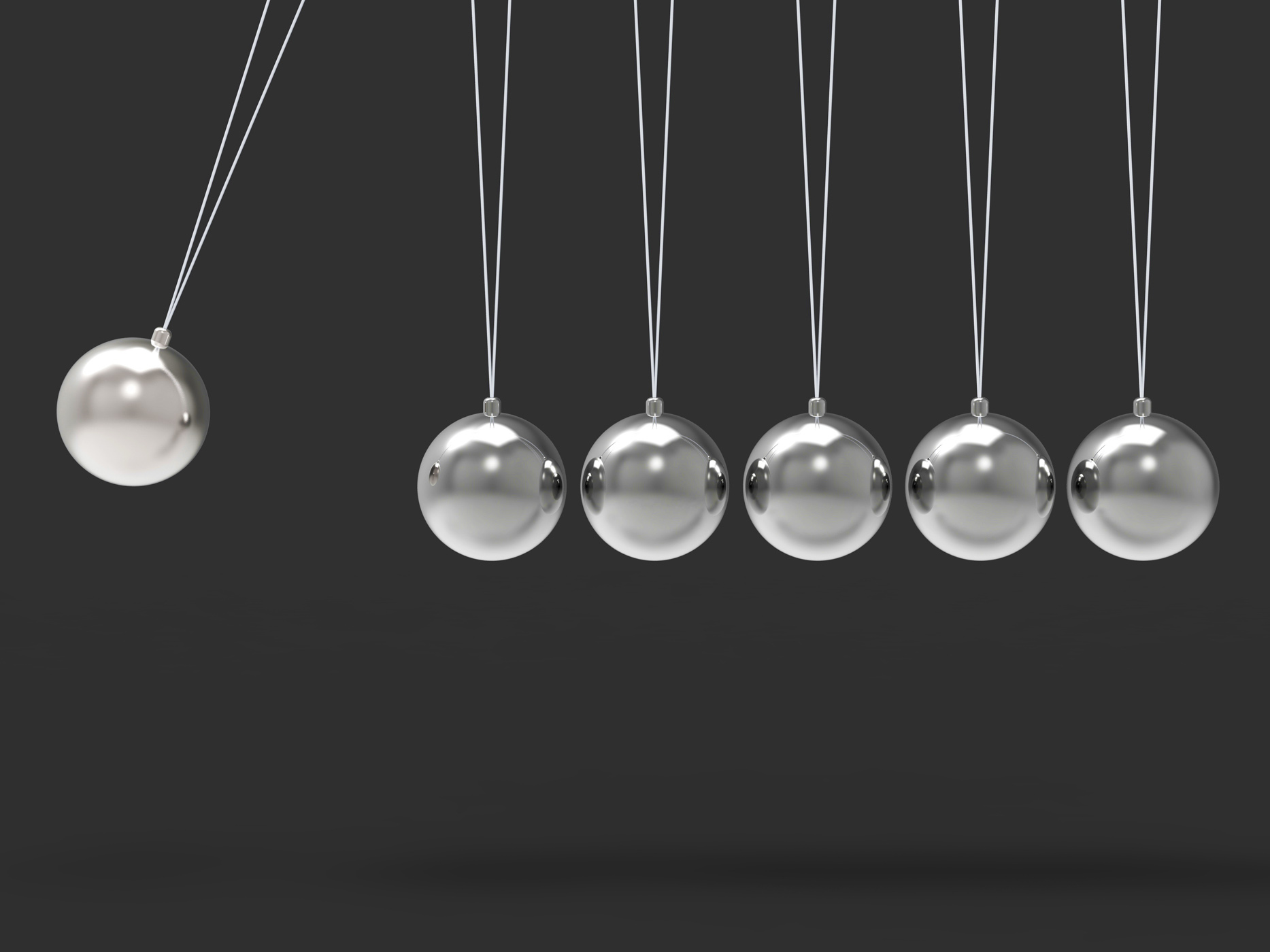 Six silver newtons cradle shows blank spheres copyspace for 6 letter w photo