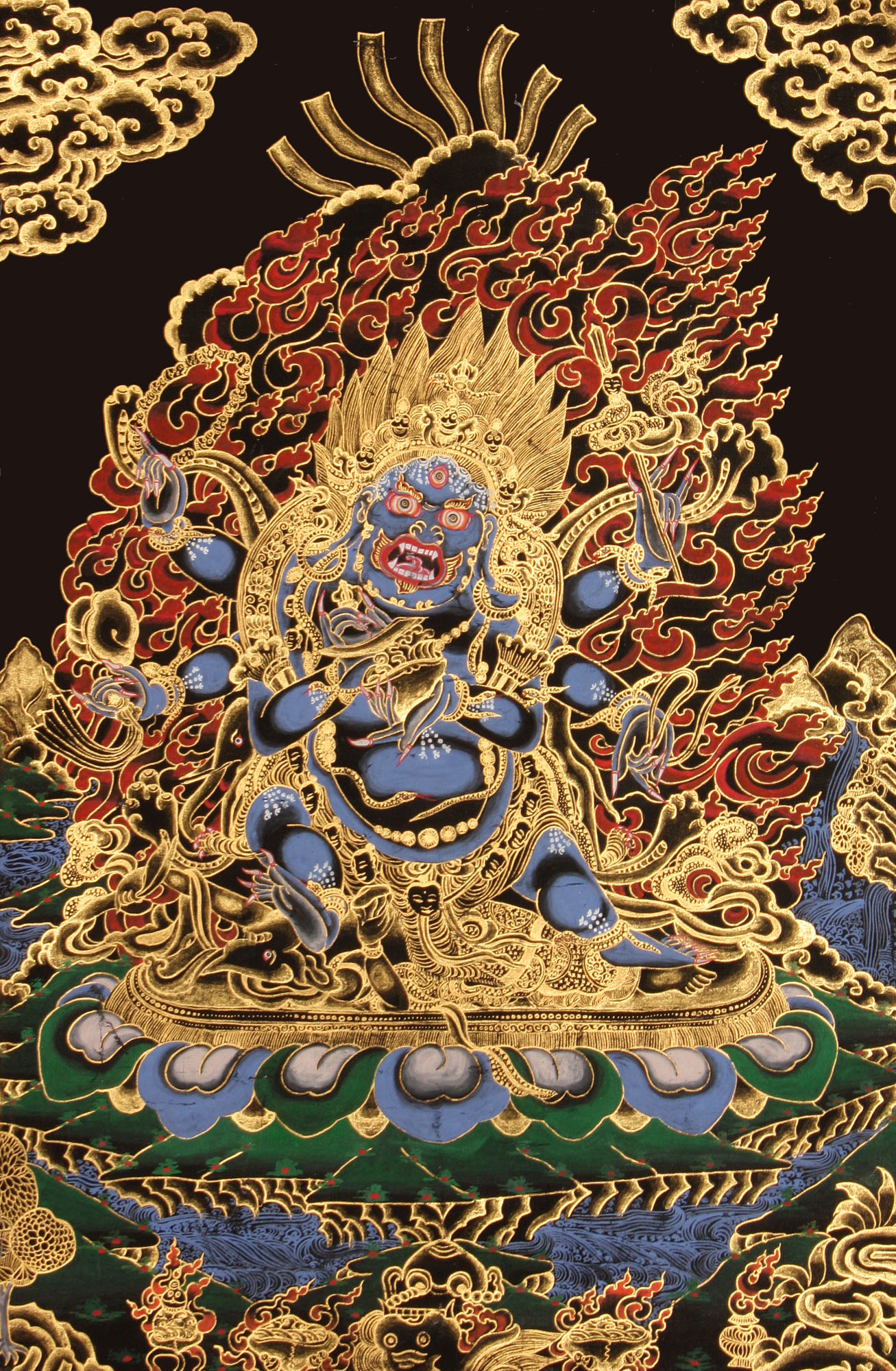 The Six-Armed (Shadbhuja) Mahakala (mGon po phyag drug pa) -Tibetan ...
