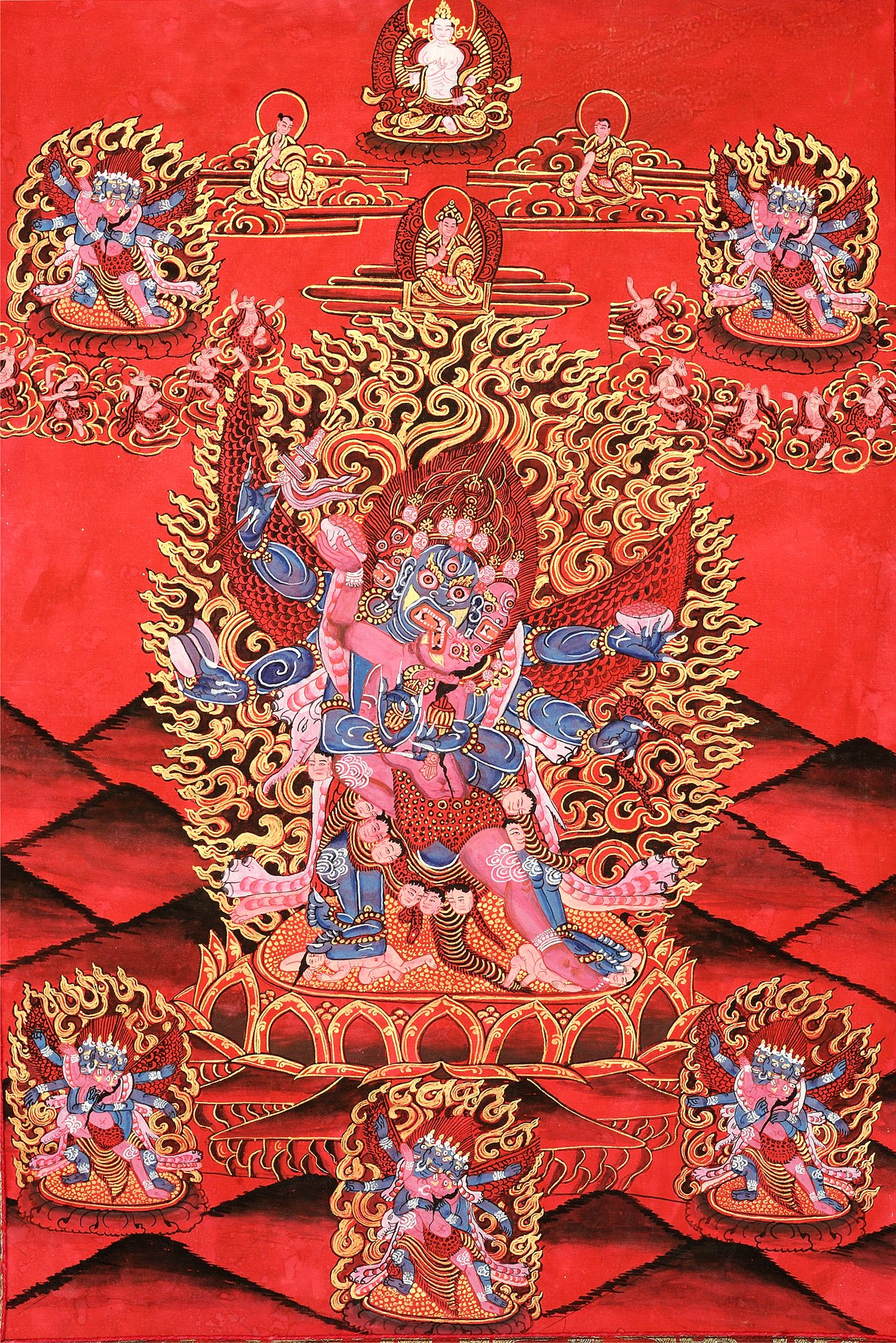 Six-Armed Winged (Tibetan Buddhist) Mahakala in Yab Yum