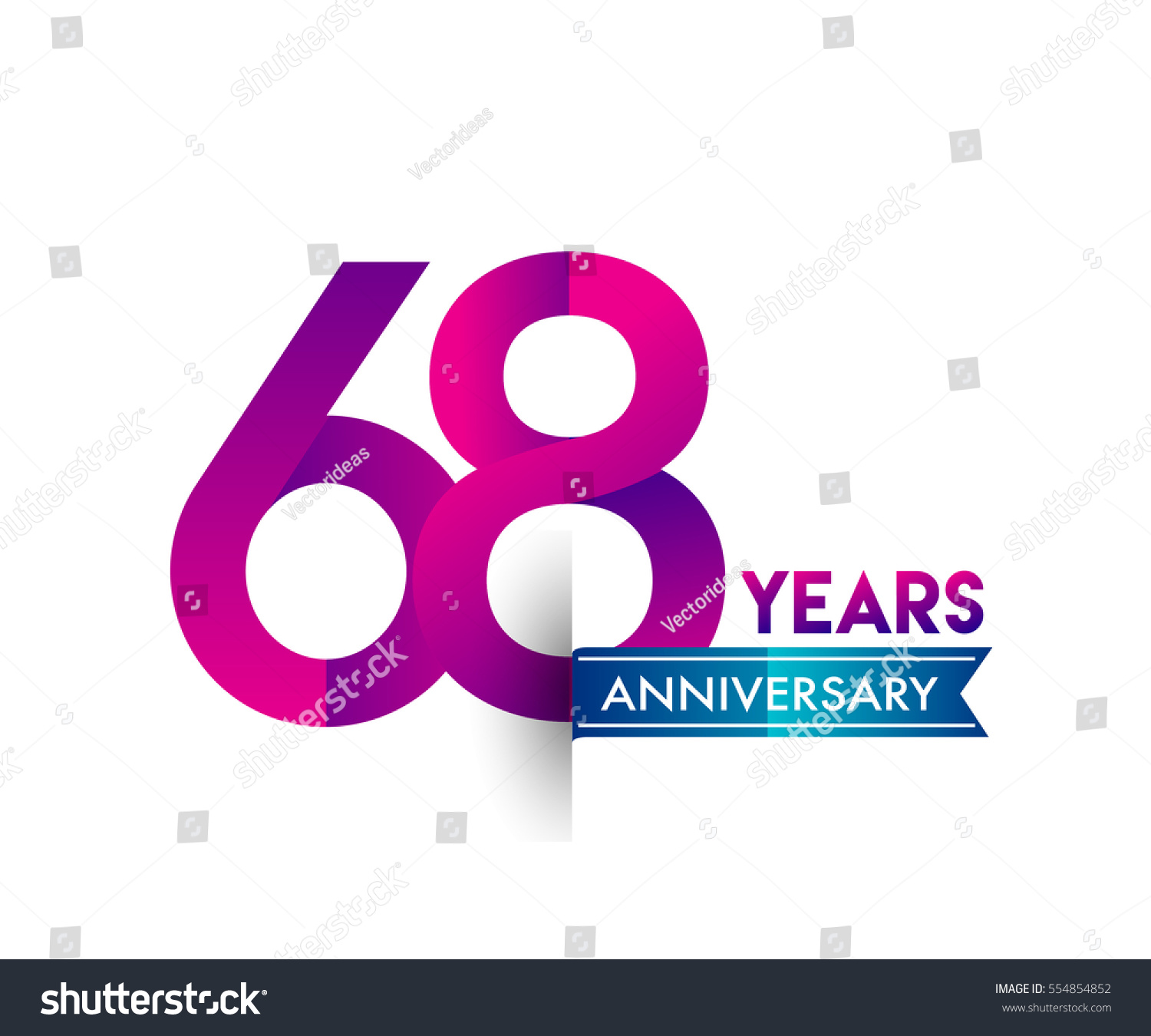 Sixty Eight Years Anniversary Celebration Logotype Stock Vector ...