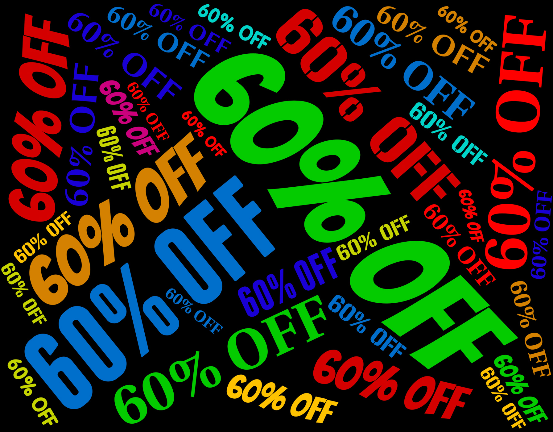 Sixty percent off represents words retail and discount photo