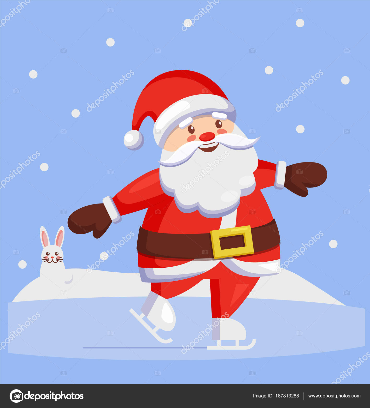 Santa Claus Skating Outdoors Winter Sport Vector — Stock Vector ...