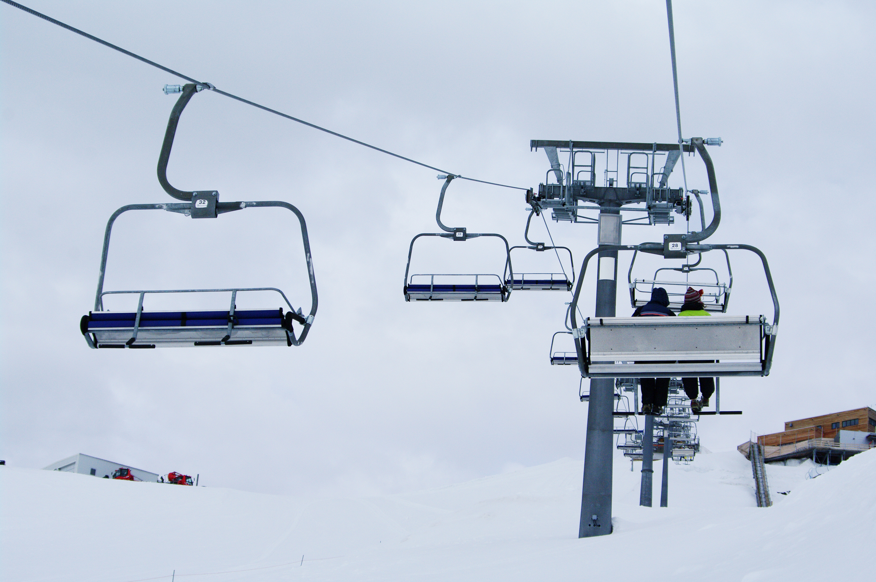 Ski lift in the mountains photo