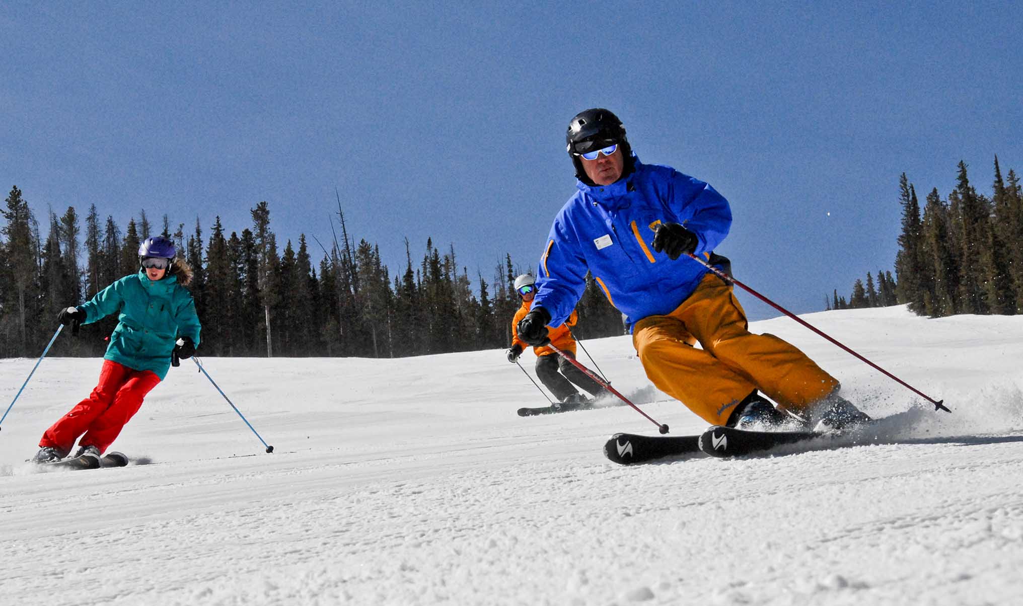 Skiing in winter photo