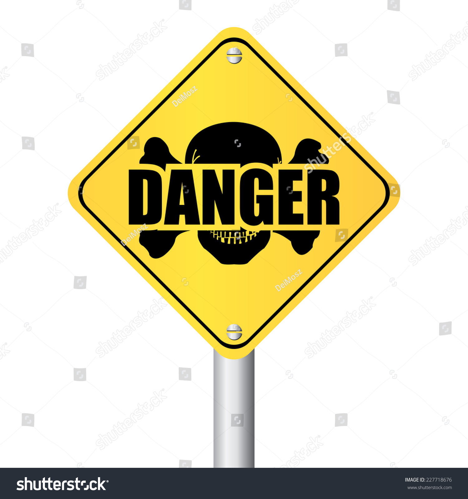 Yellow Danger Skull Road Sign Street Stock Illustration 227718676 ...