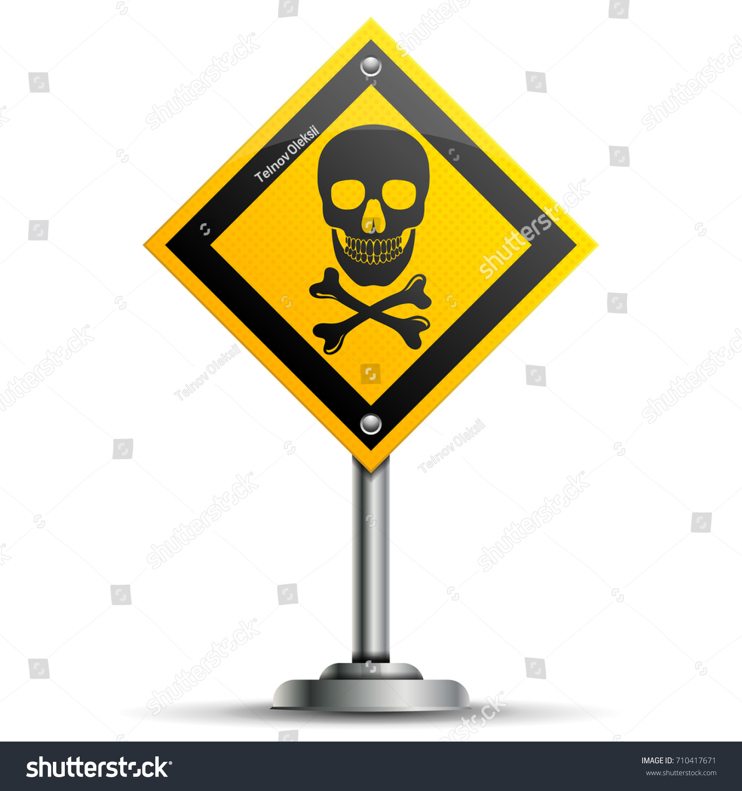 Pole Warning Road Sign Skull Isolated Stock Illustration 710417671 ...