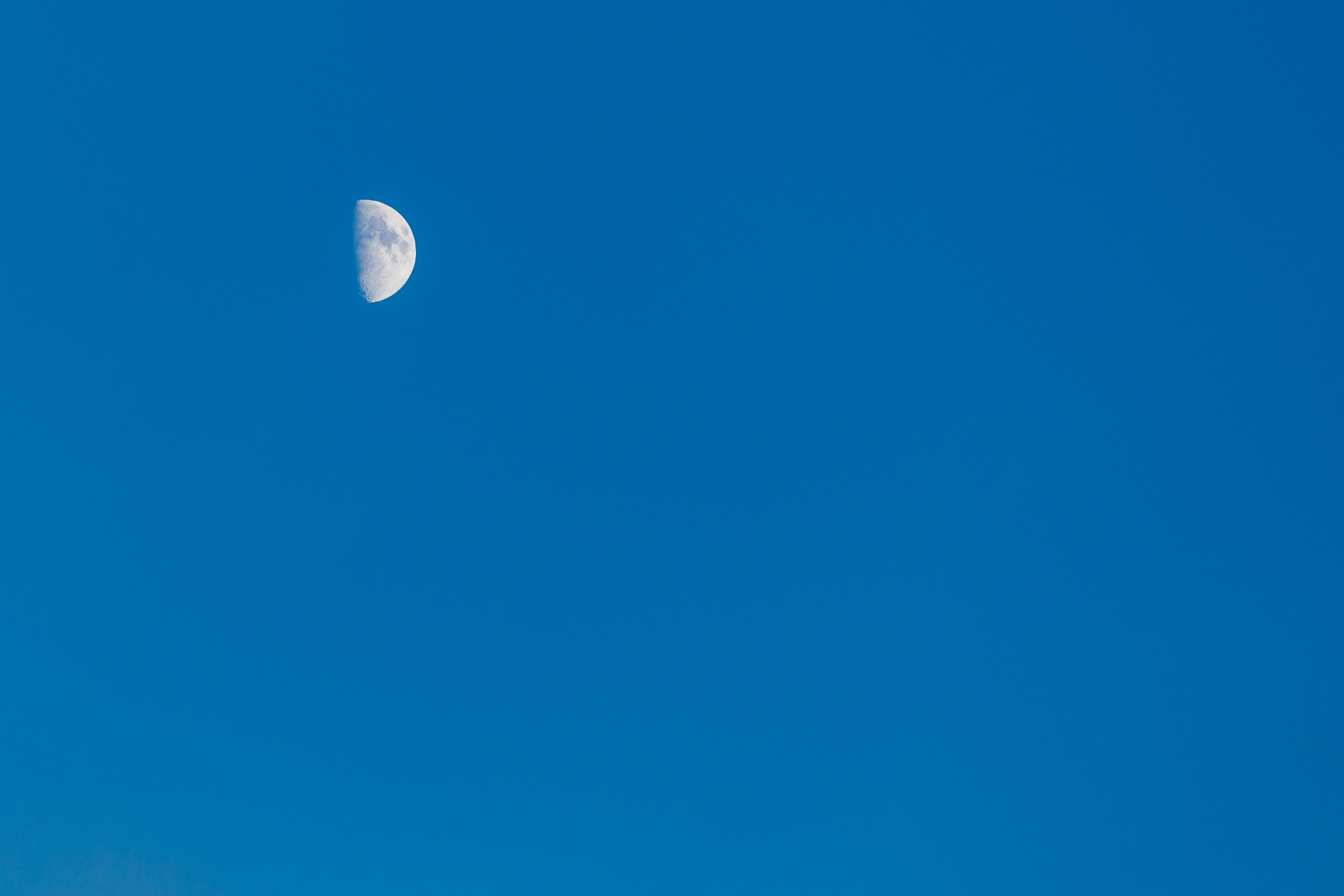 Sky, Blue, Half, Moon, Nature, HQ Photo