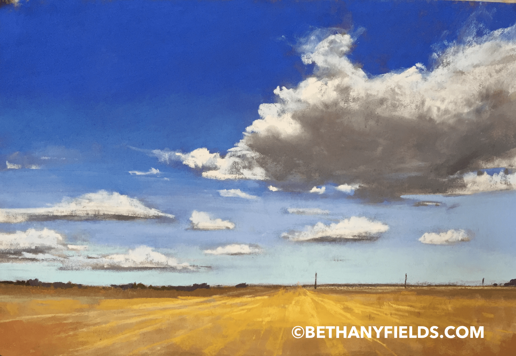 Texas Sky and Clouds – Pastel Painting on Paper – Bethany Fields ...