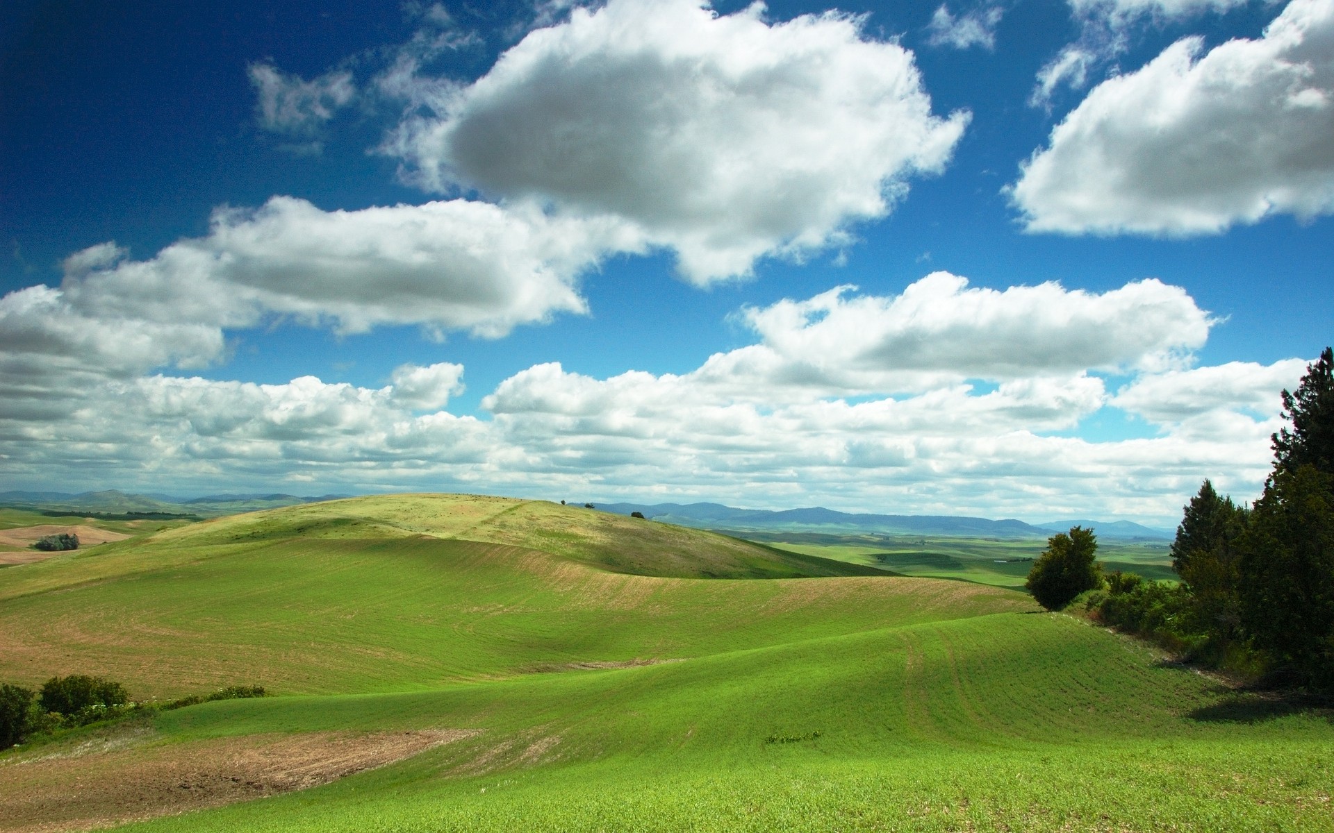 Blue Sky and Clouds and Hills Wallpaper | Customity