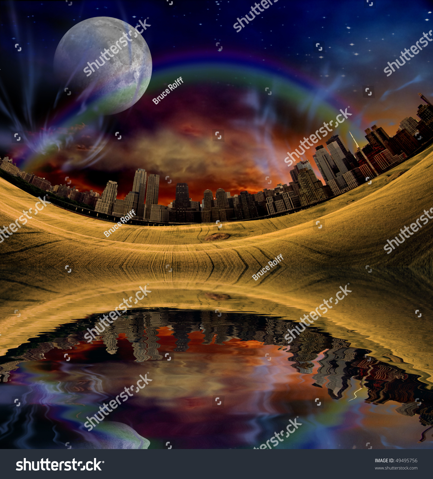 City Sky Reflection Water Stock Illustration 49495756 - Shutterstock