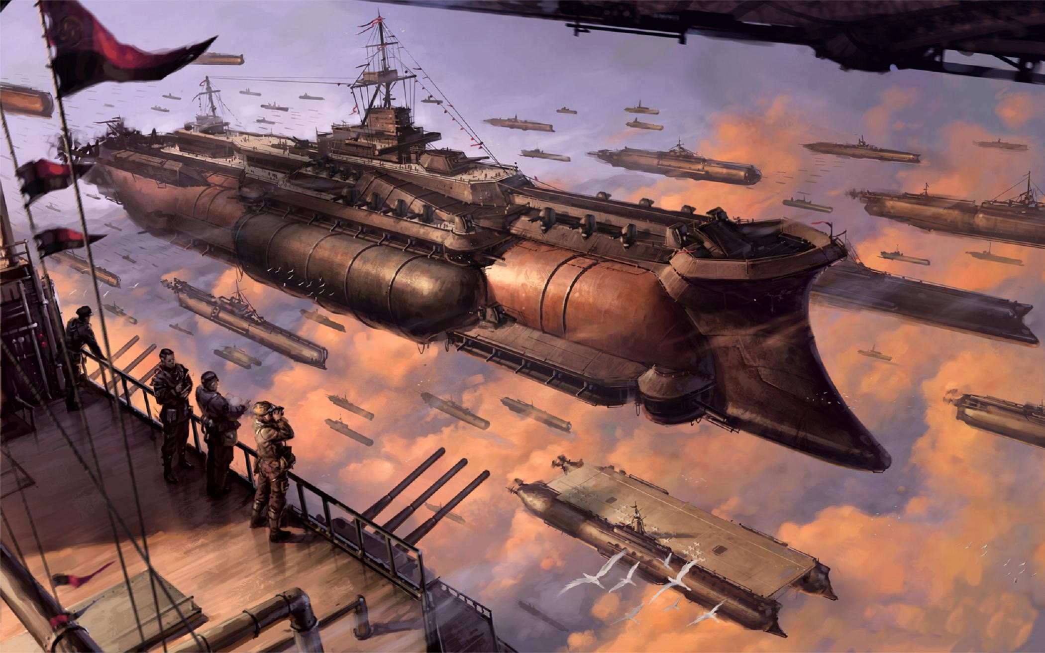 Fantasy, Art, Ship In Sky, Clouds, Army wallpaper | creative and ...