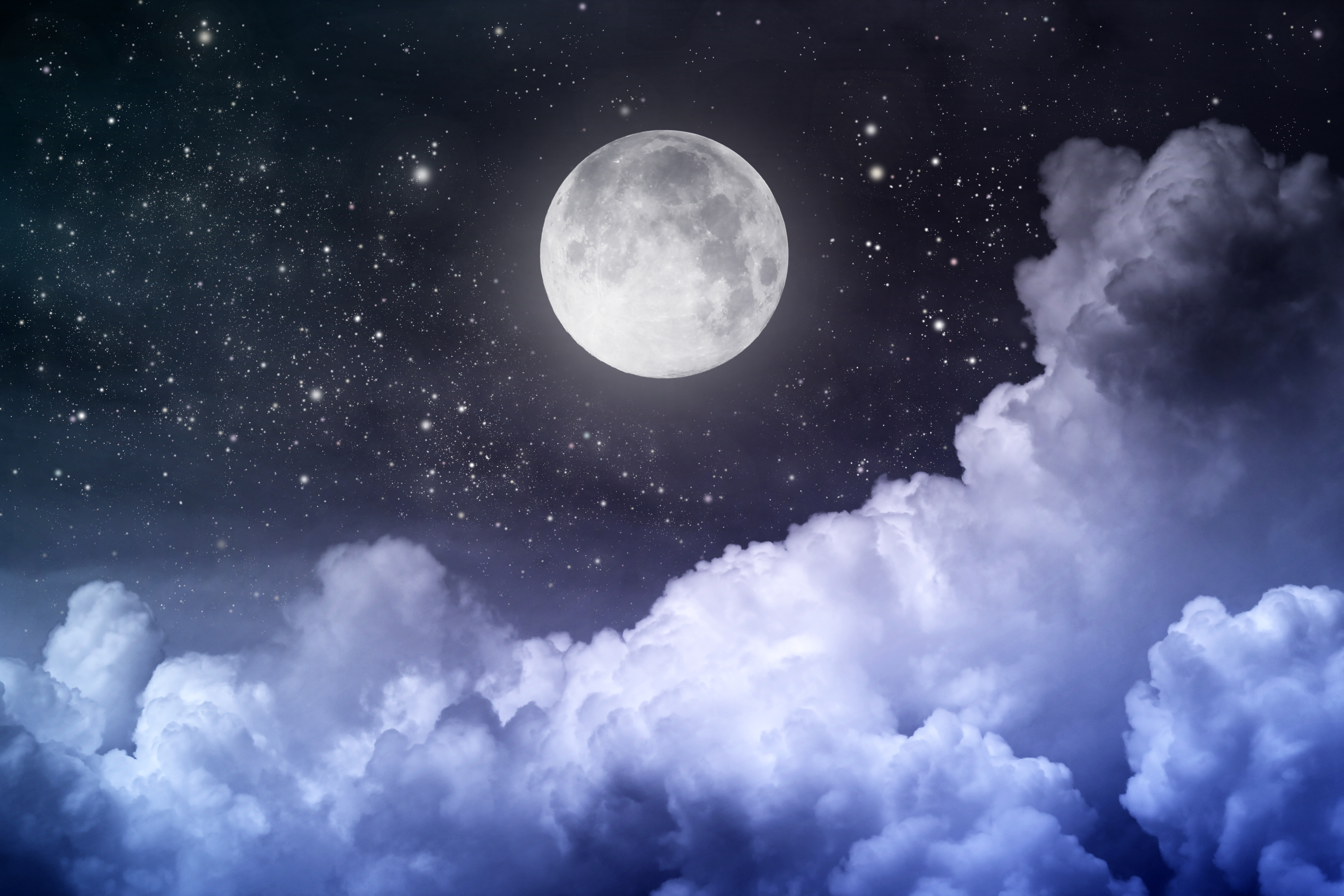 Full Moon Sky Stars HD Wallpaper, Background Images