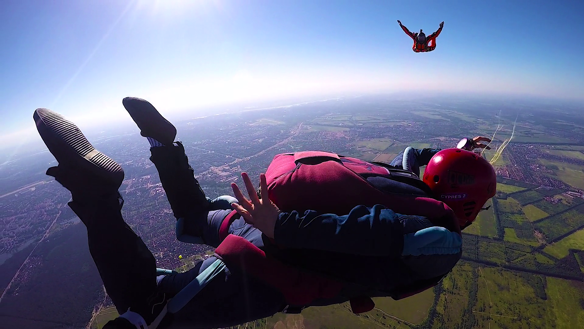 Skydiver in free fall opening parachute Stock Video Footage ...