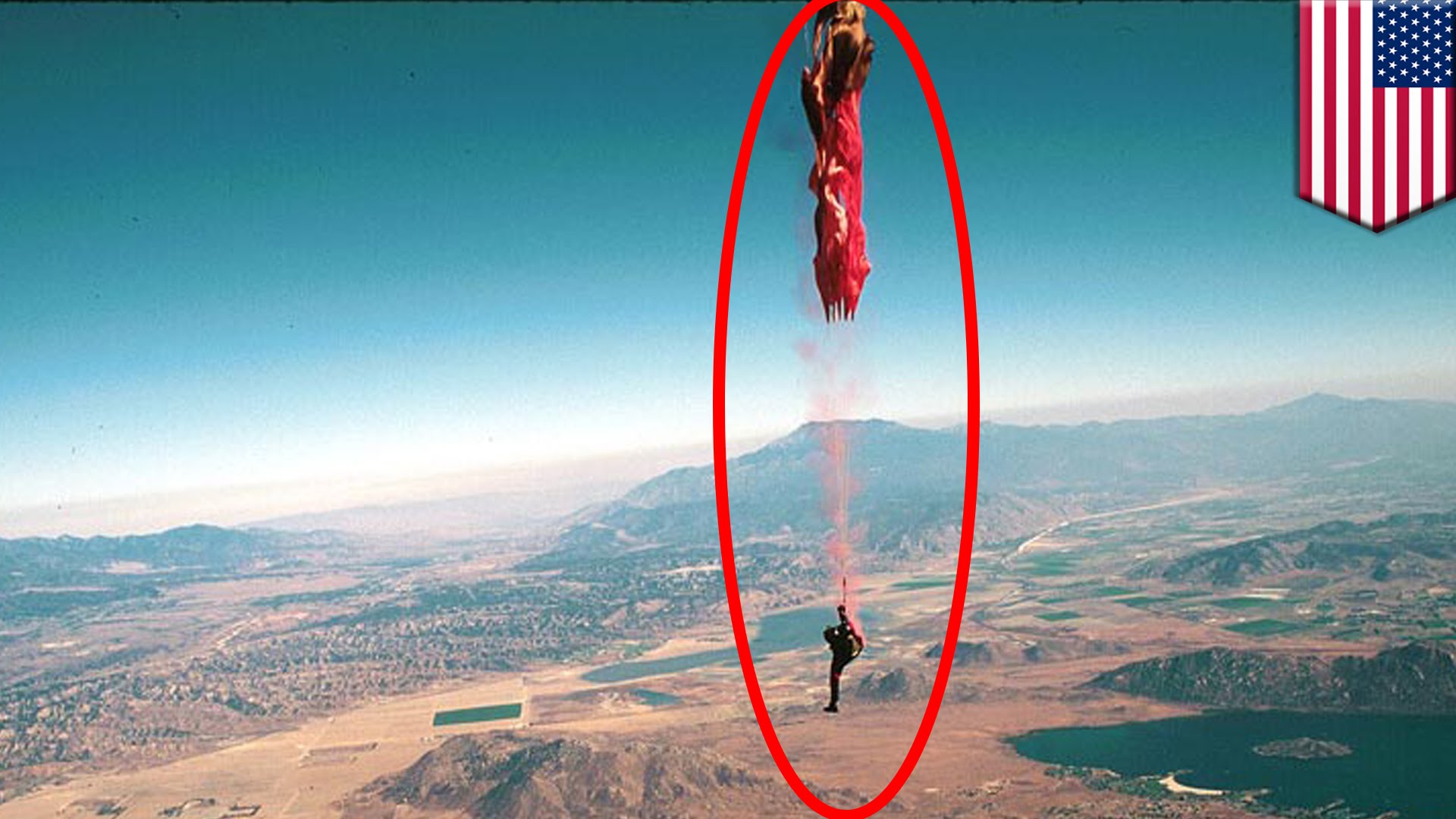 Double parachute fail video: Skydiver survives terrifying skydiving ...