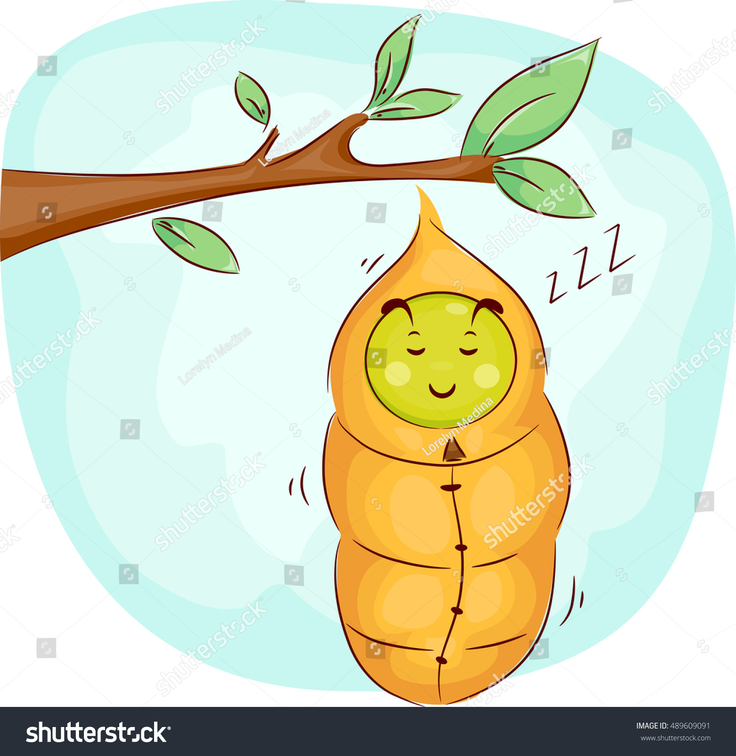 Mascot Illustration Cute Caterpillar Soundly Sleeping Stock Photo ...