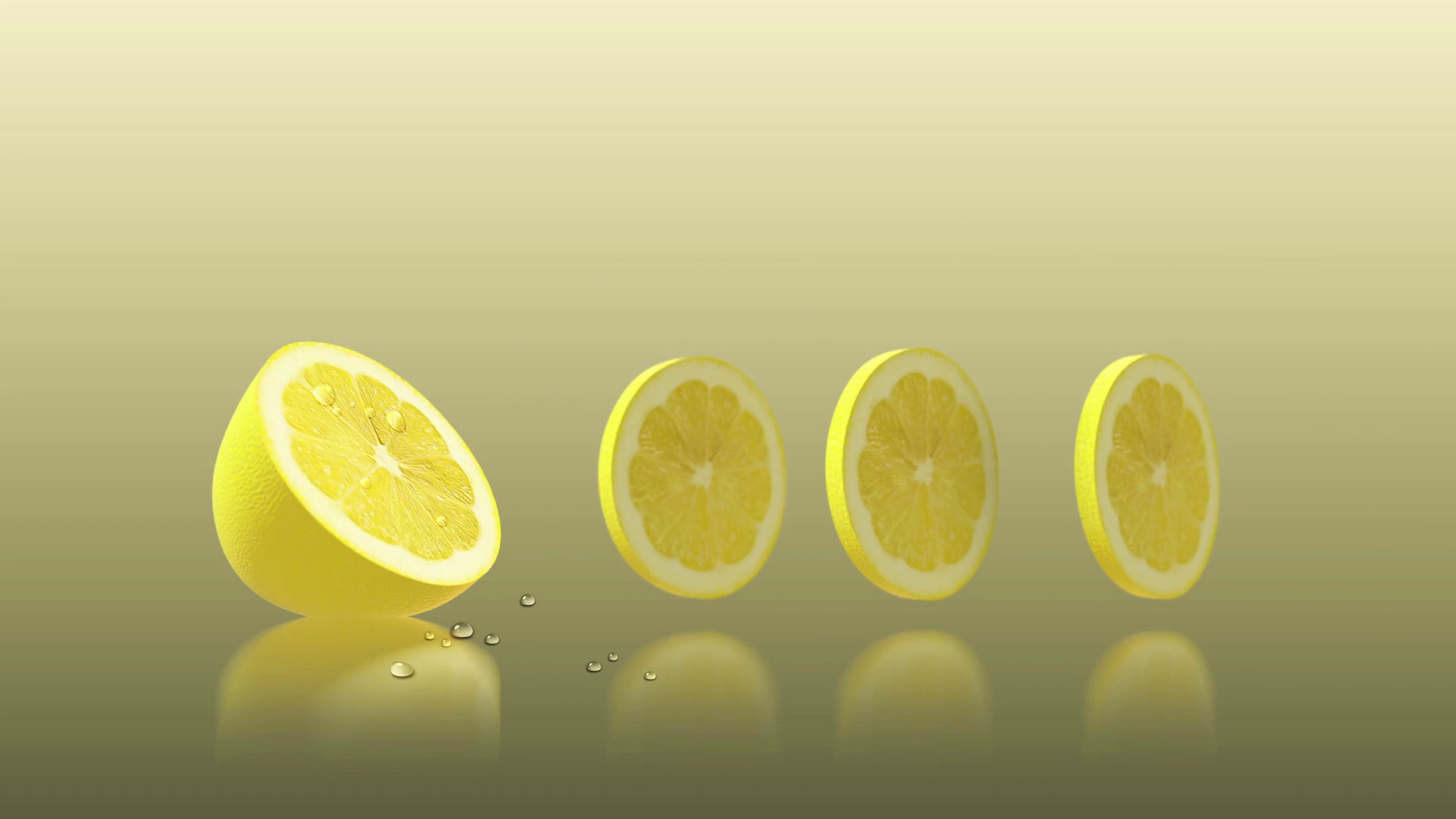 Fresh sliced lemon with drops of water. 4K UHD video animation with ...