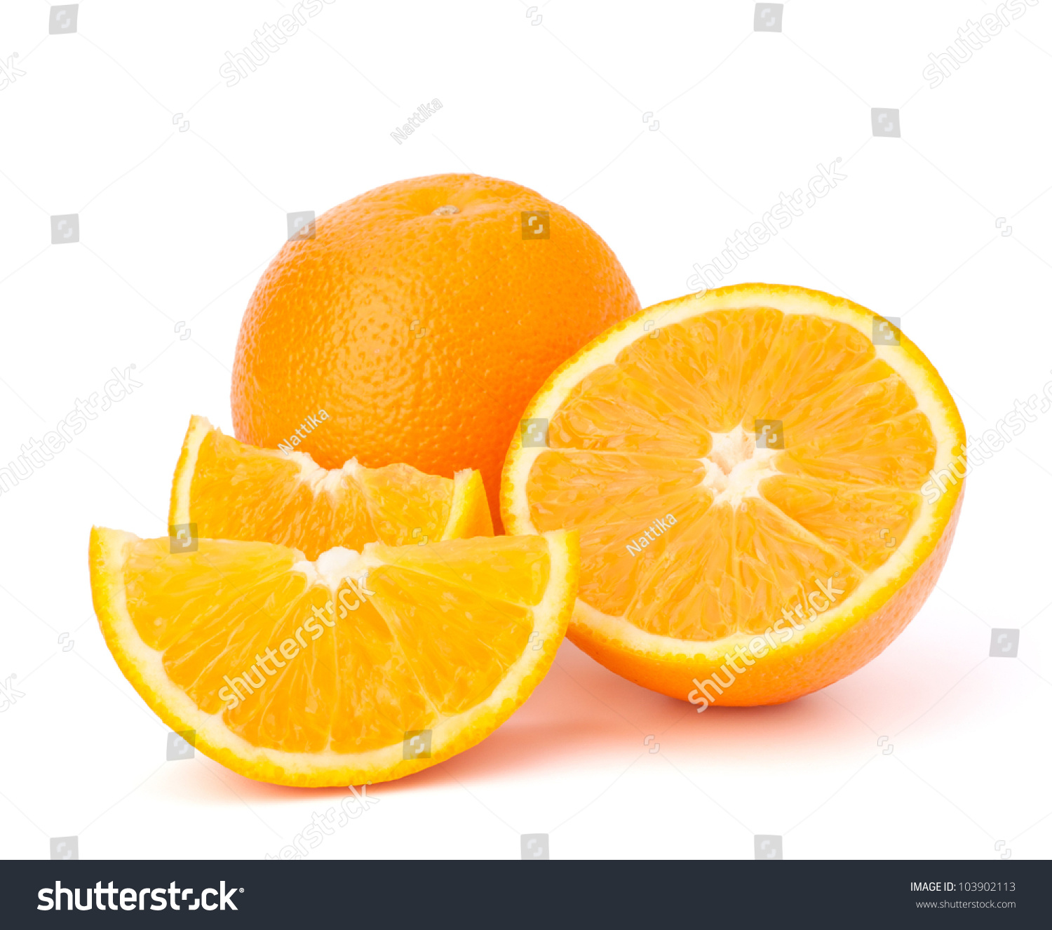 Sliced Orange Fruit Segments Isolated On Stock Photo (Royalty Free ...