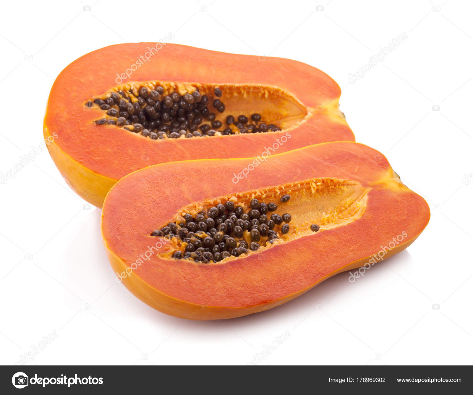 sliced ripe papaya with seed on with background. — Stock Photo ...