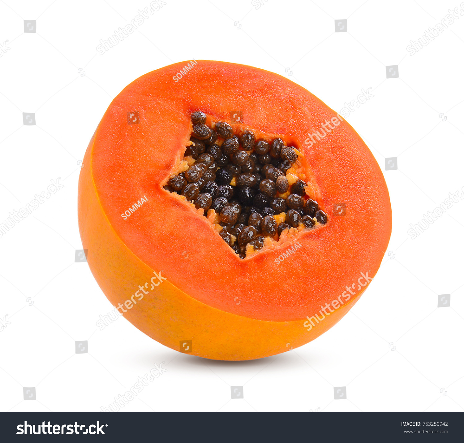 Sliced Ripe Papaya Seed On Background Stock Photo 753250942 ...