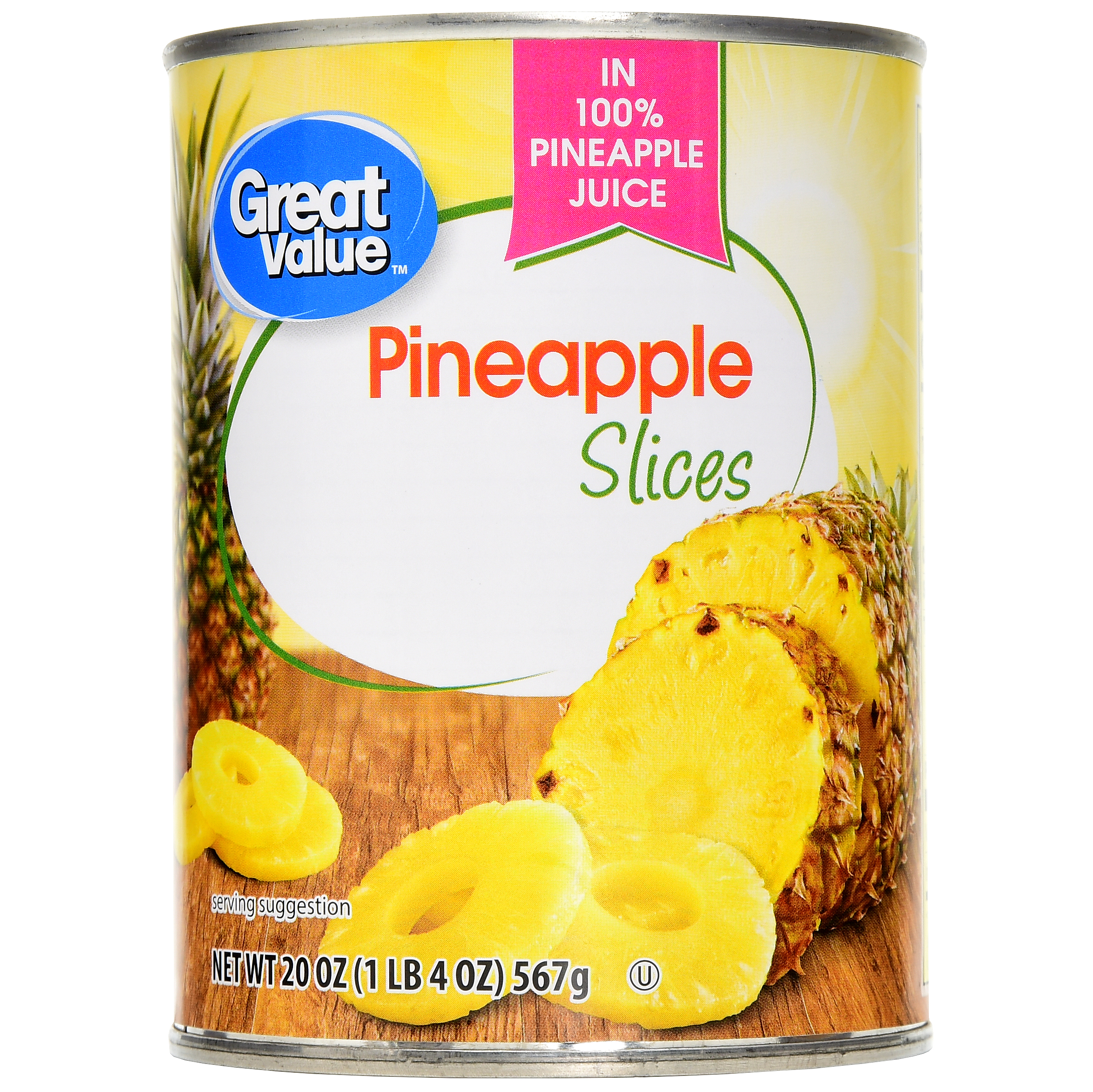 Great Value Pineapple Slices in 100% Juice, 20 oz - Walmart.com