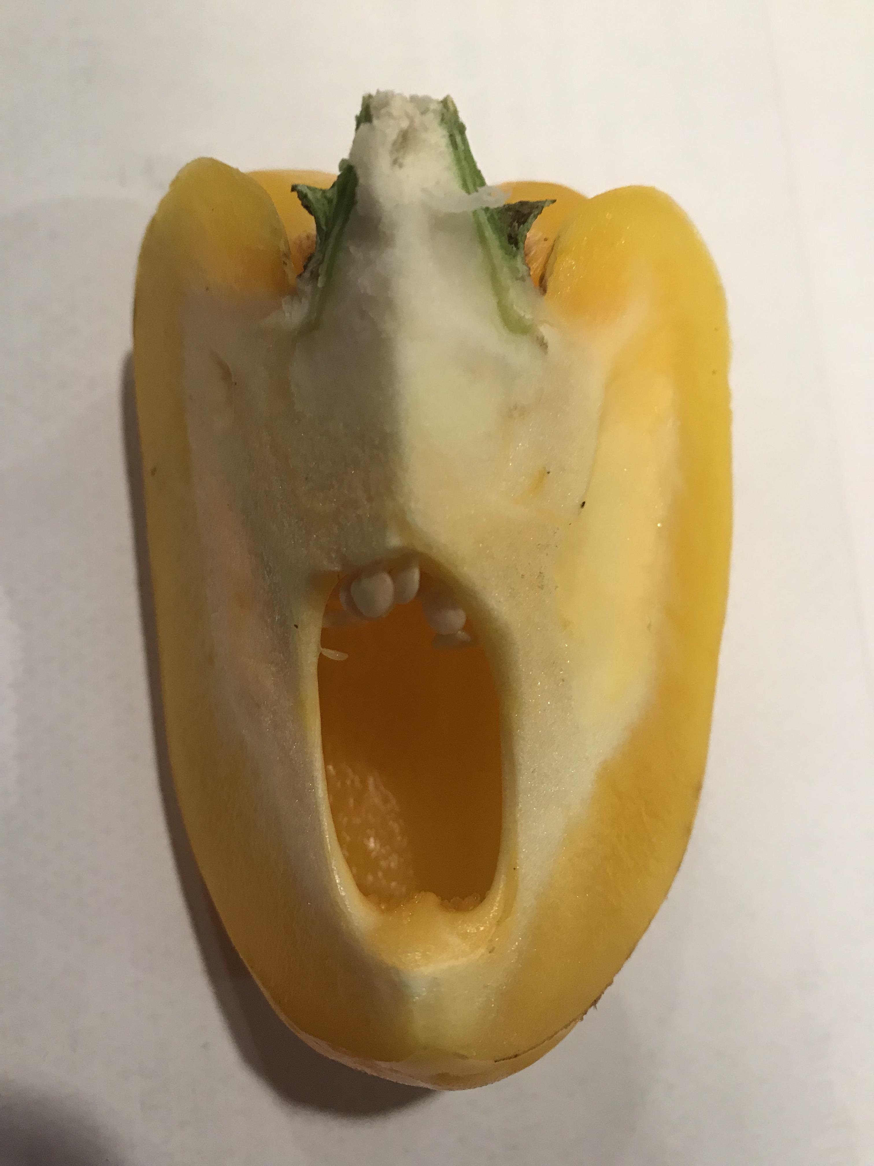 PUT ME LIKE · This sliced yellow pepper looks like a monster with a ...