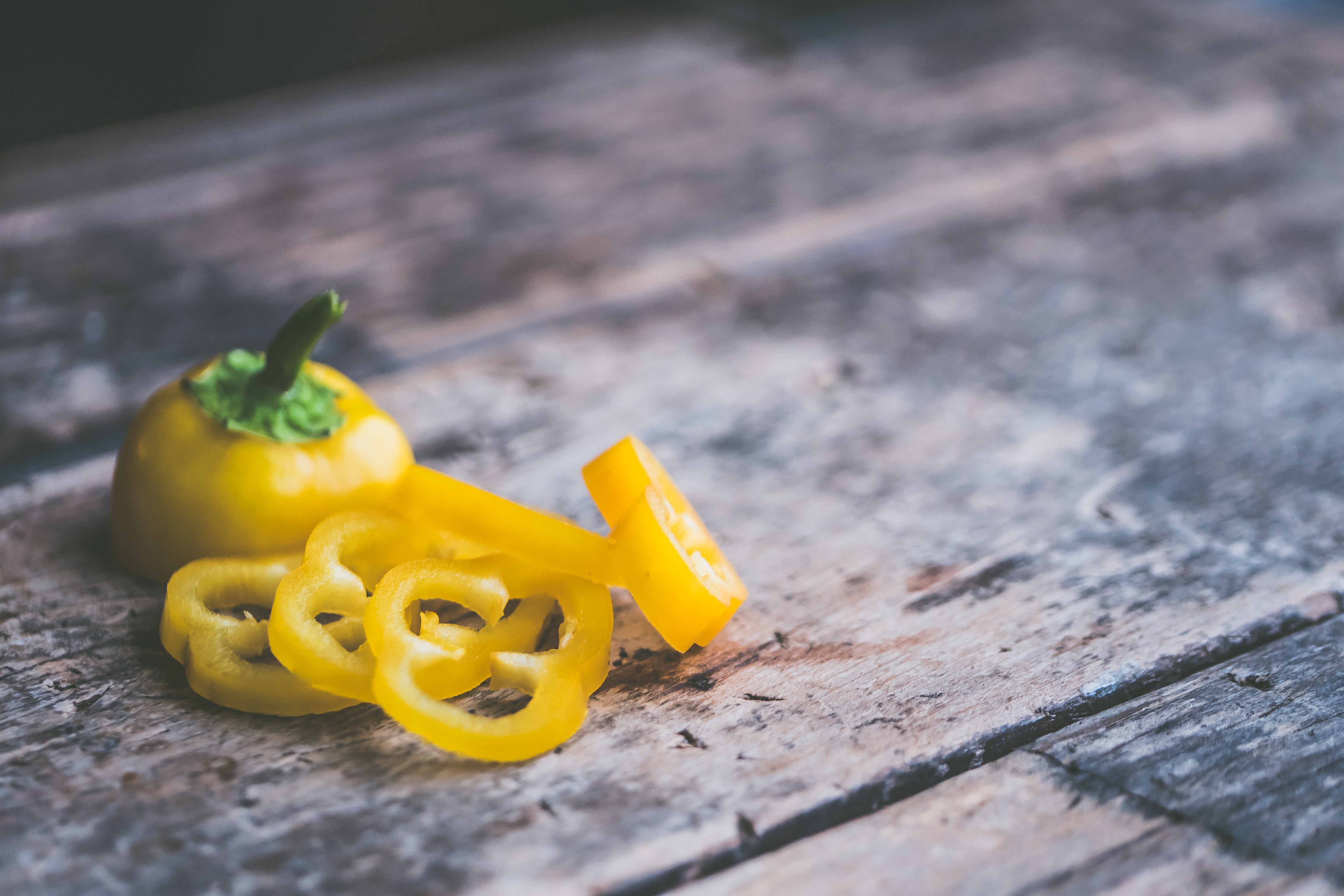 Sliced Yellow Pepper, Background, Peppers, Wooden, Wood, HQ Photo