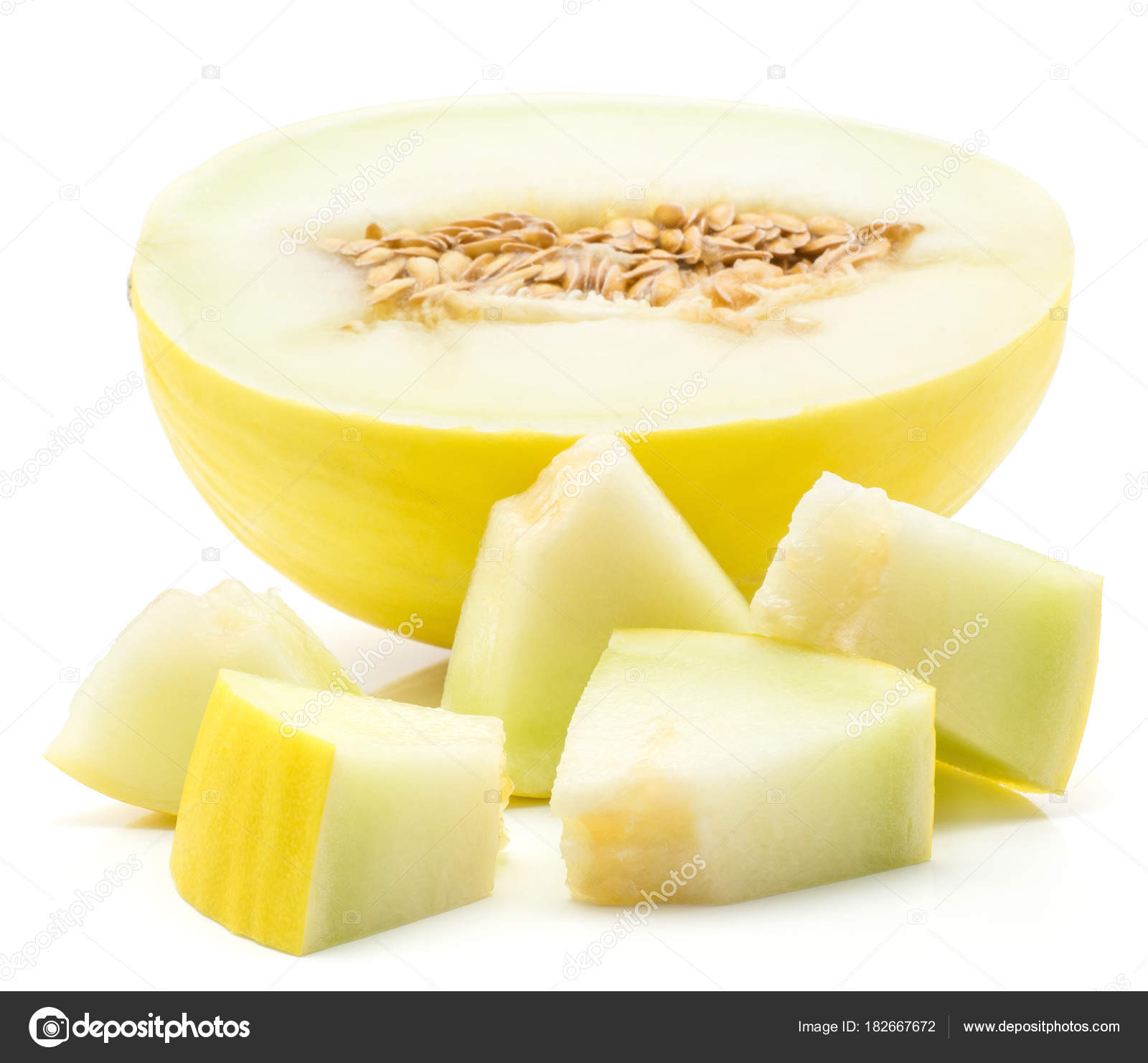 Yellow Honeydew Melon One Half Five Sliced Pieces Isolated White ...