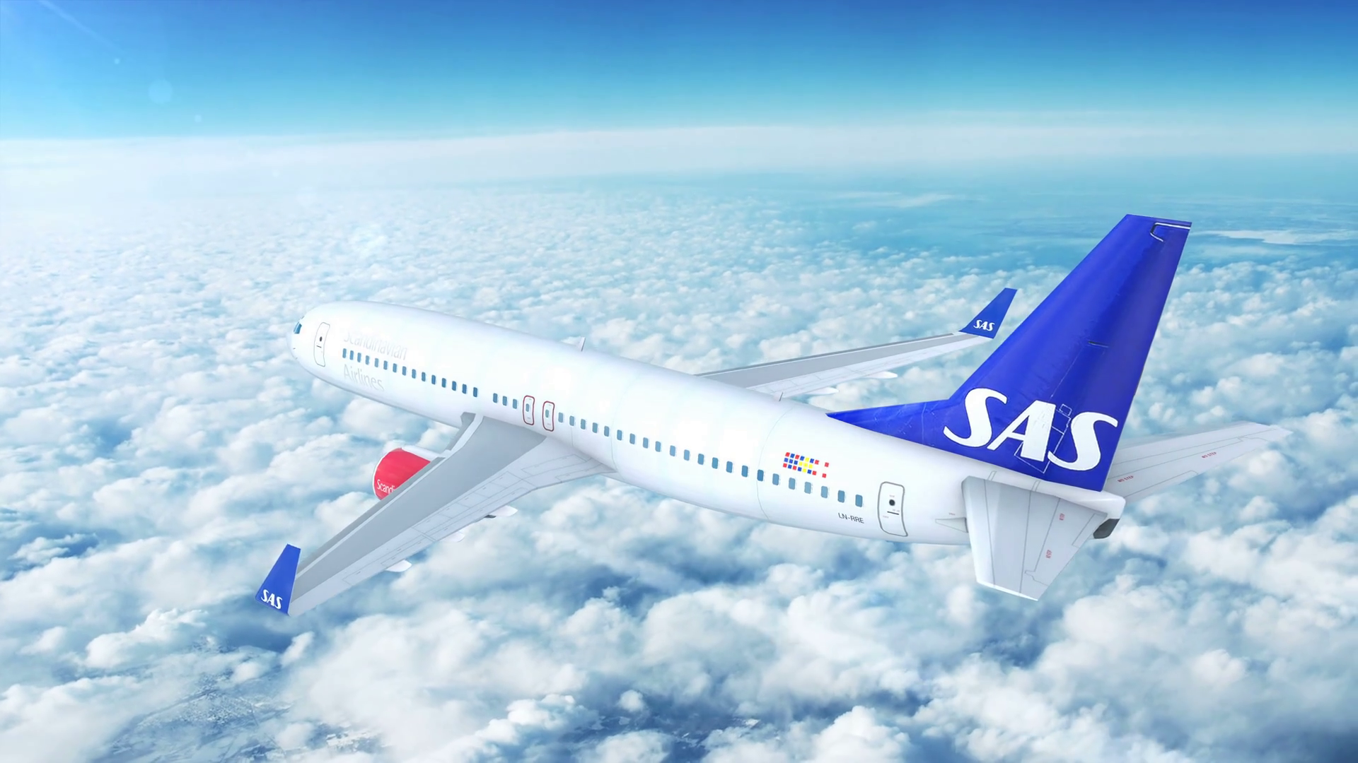 In-flight view of Scandinavian Airlines (SAS) Boeing 737 Commercial ...