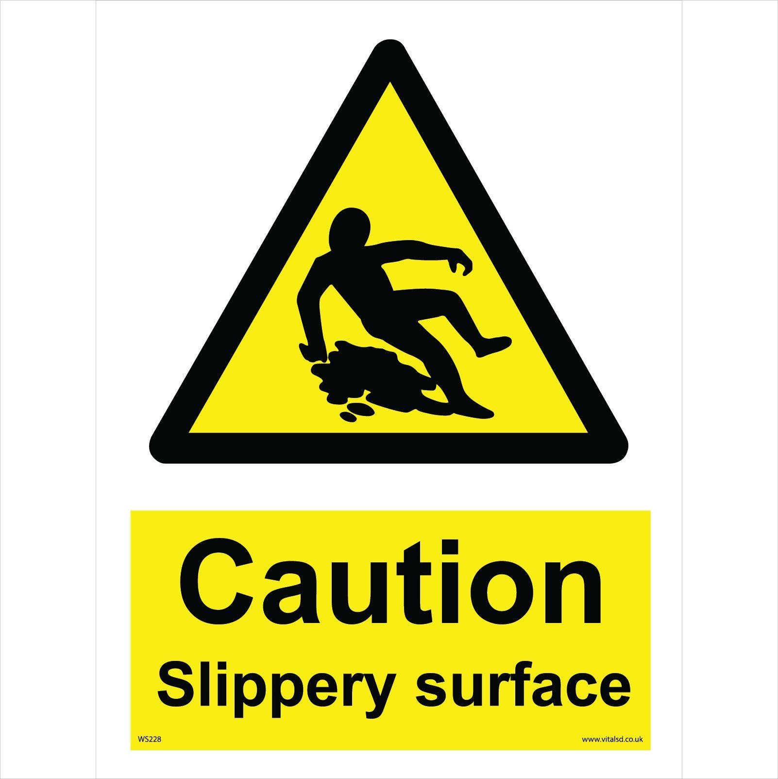 WS228 Caution Slippery Surface Warning Signs - Warning Signs - WARNING