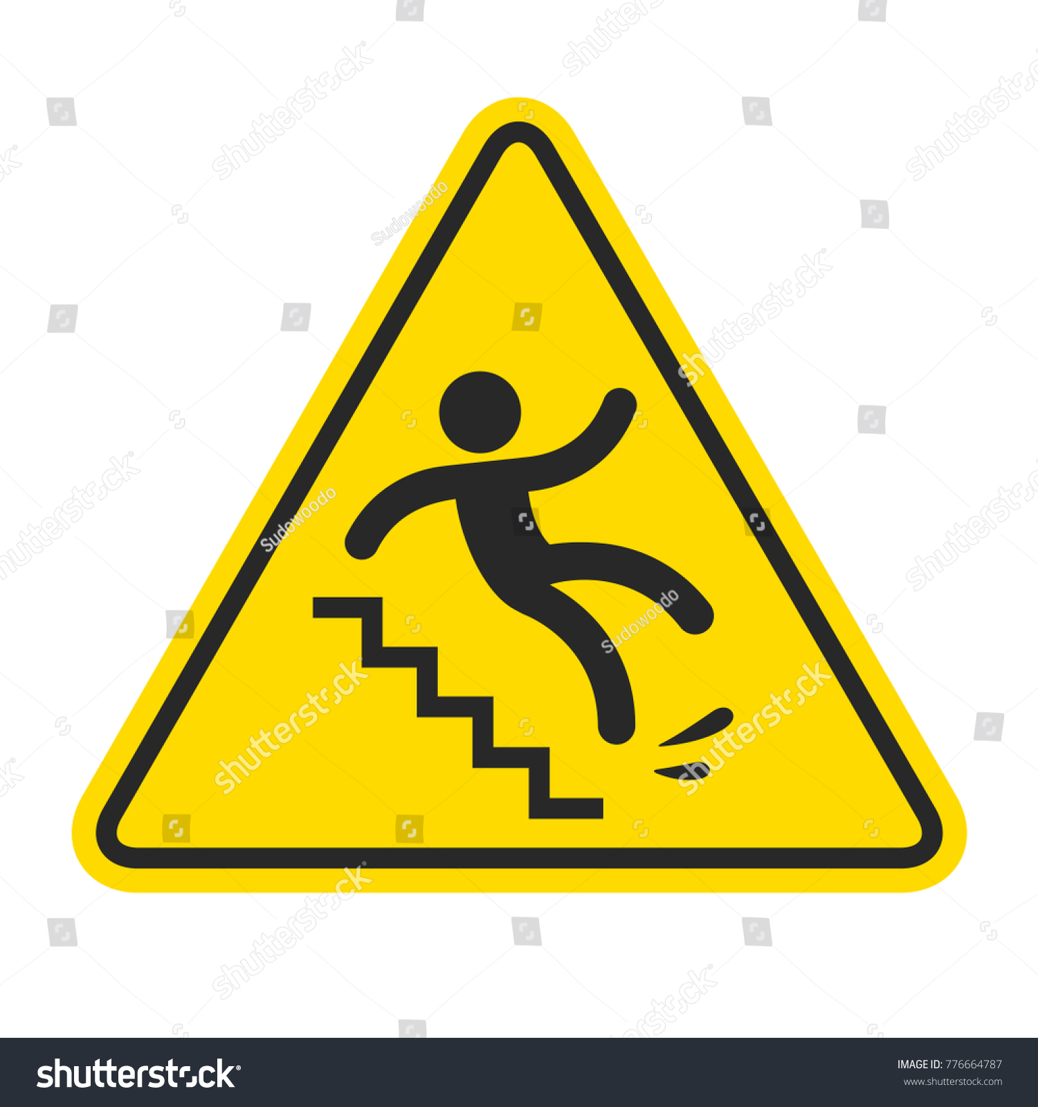 Slippery Stairs Warning Yellow Triangle Symbol Stock Illustration ...