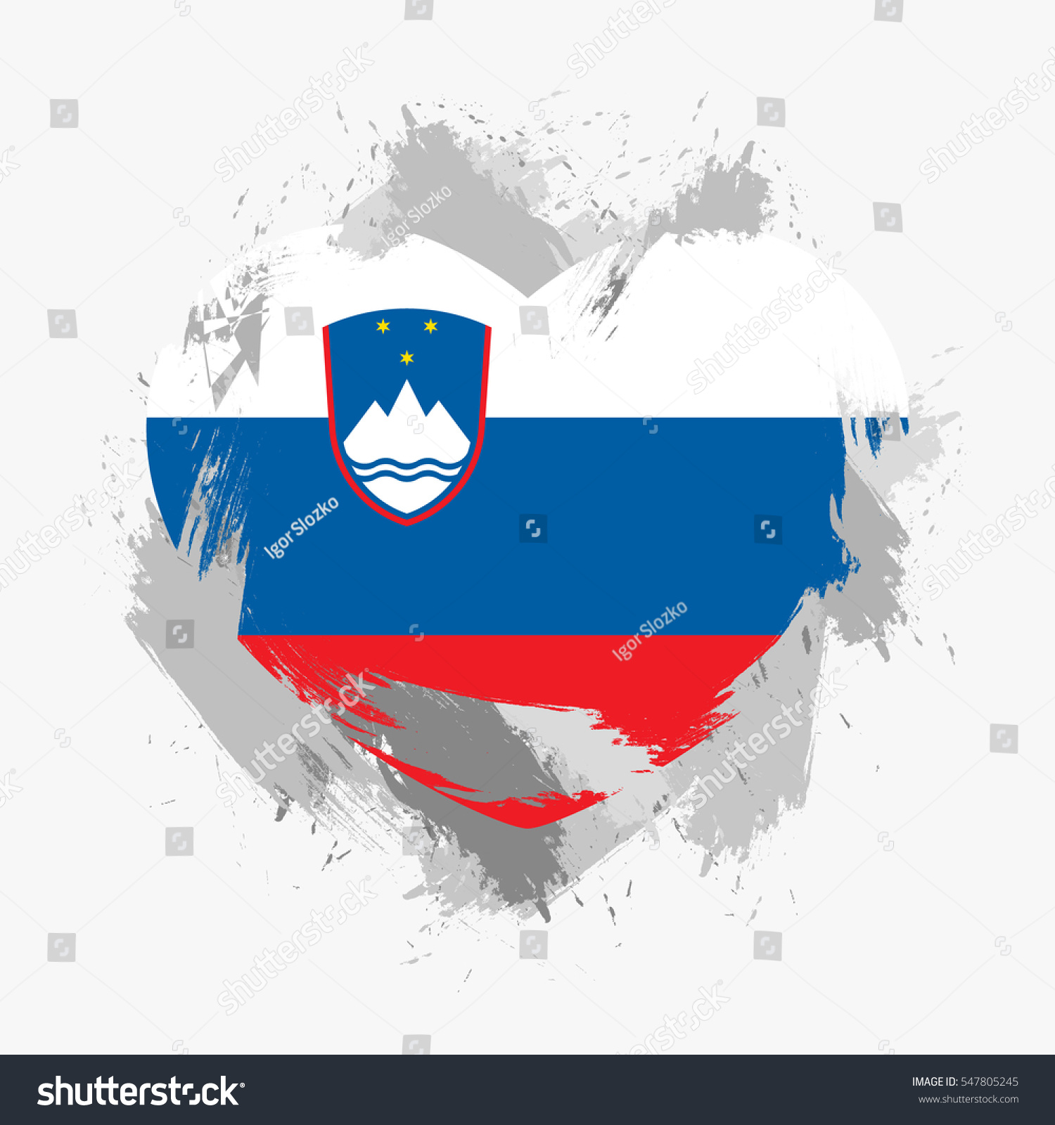 Flag Slovenia Isolated On Grunge Heart Stock Photo (Photo, Vector ...