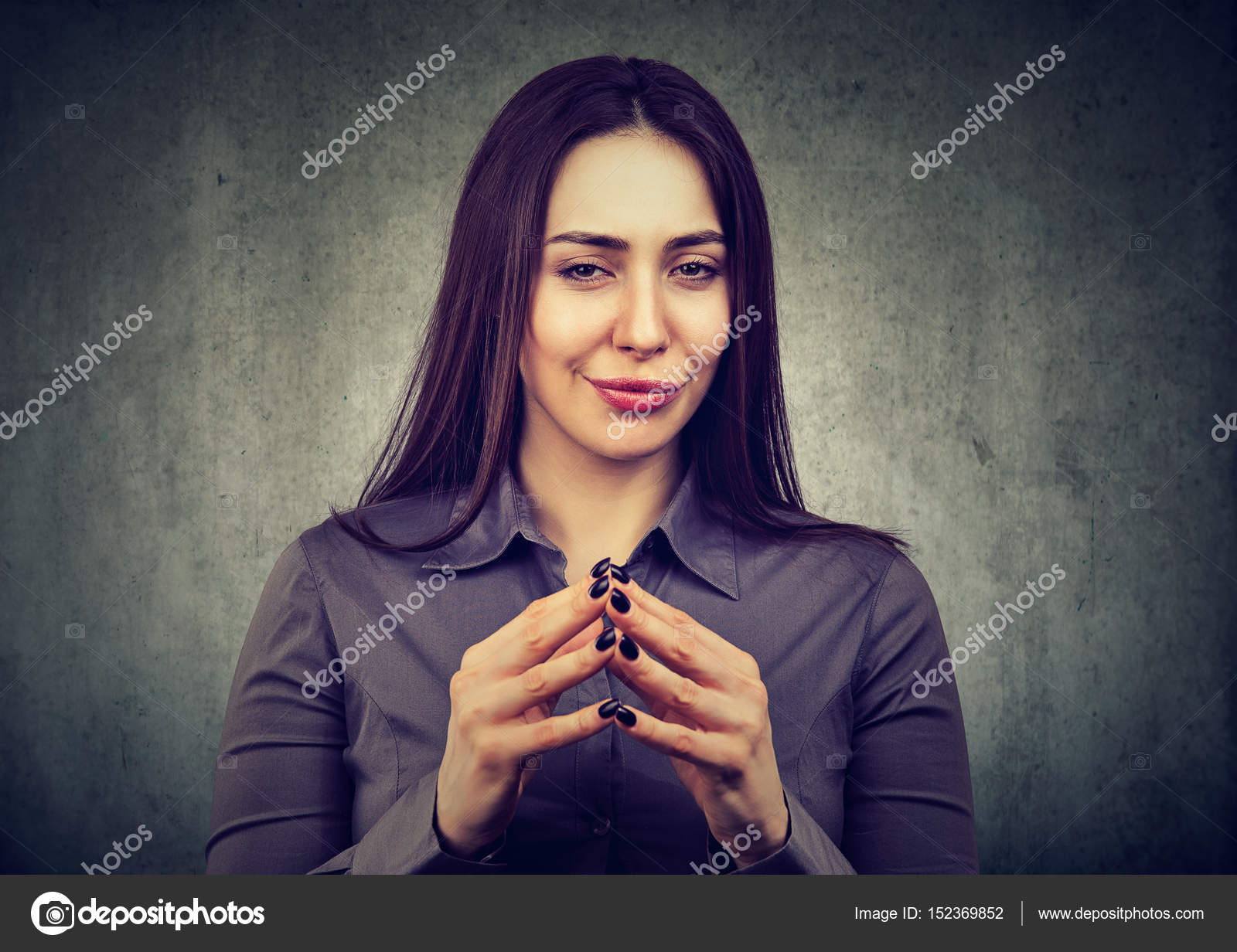 woman looking with sly expression, having good idea — Stock Photo ...