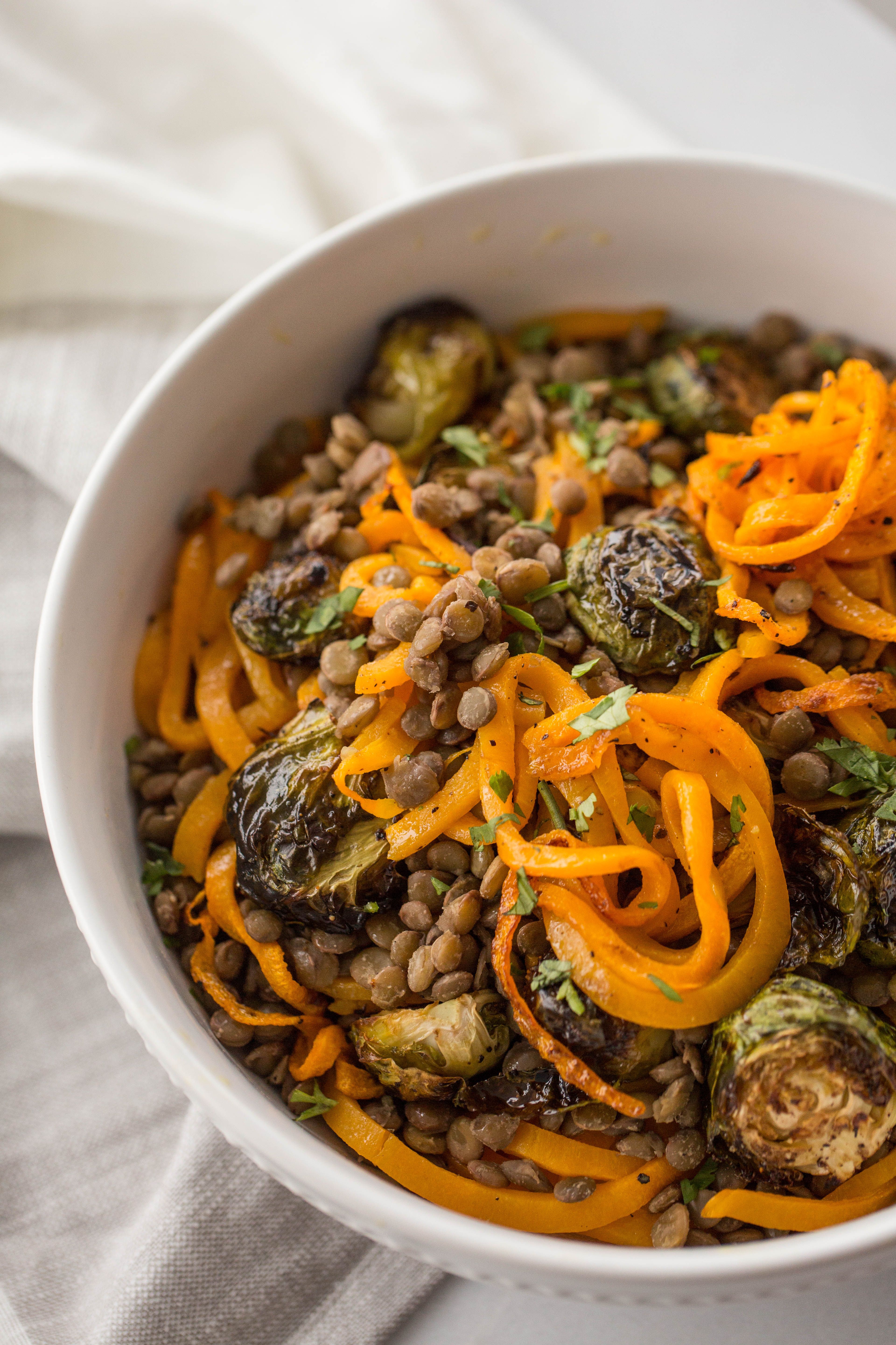Balsamic Roasted Brussels Sprouts and Spiralized Butternut Squash ...