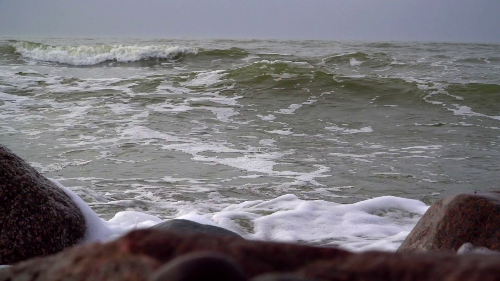 Baltic Sea Waves Smashing In To The Shore Rocks Stock Video Footage ...