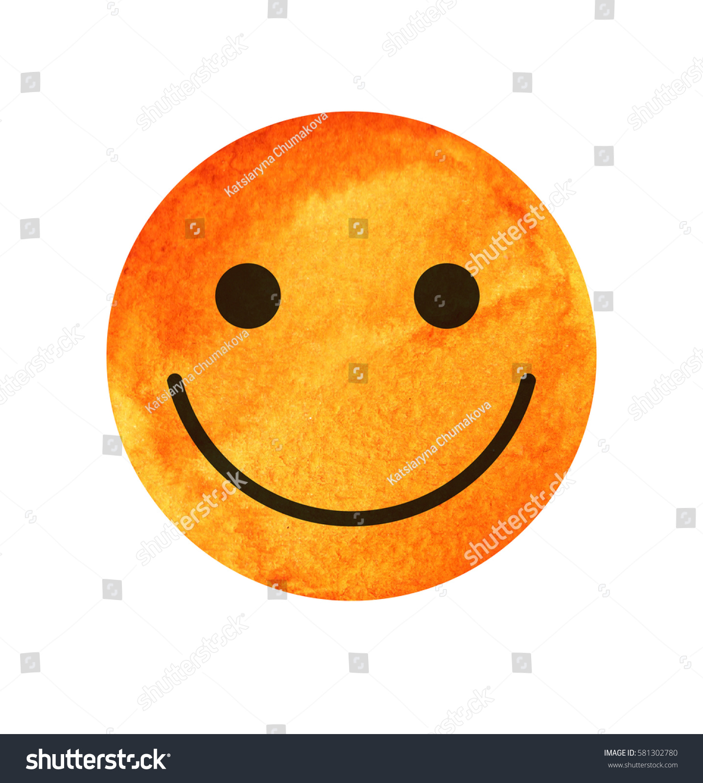 Smiling Face Painted Yellow Watercolor Yellow Stock Illustration ...