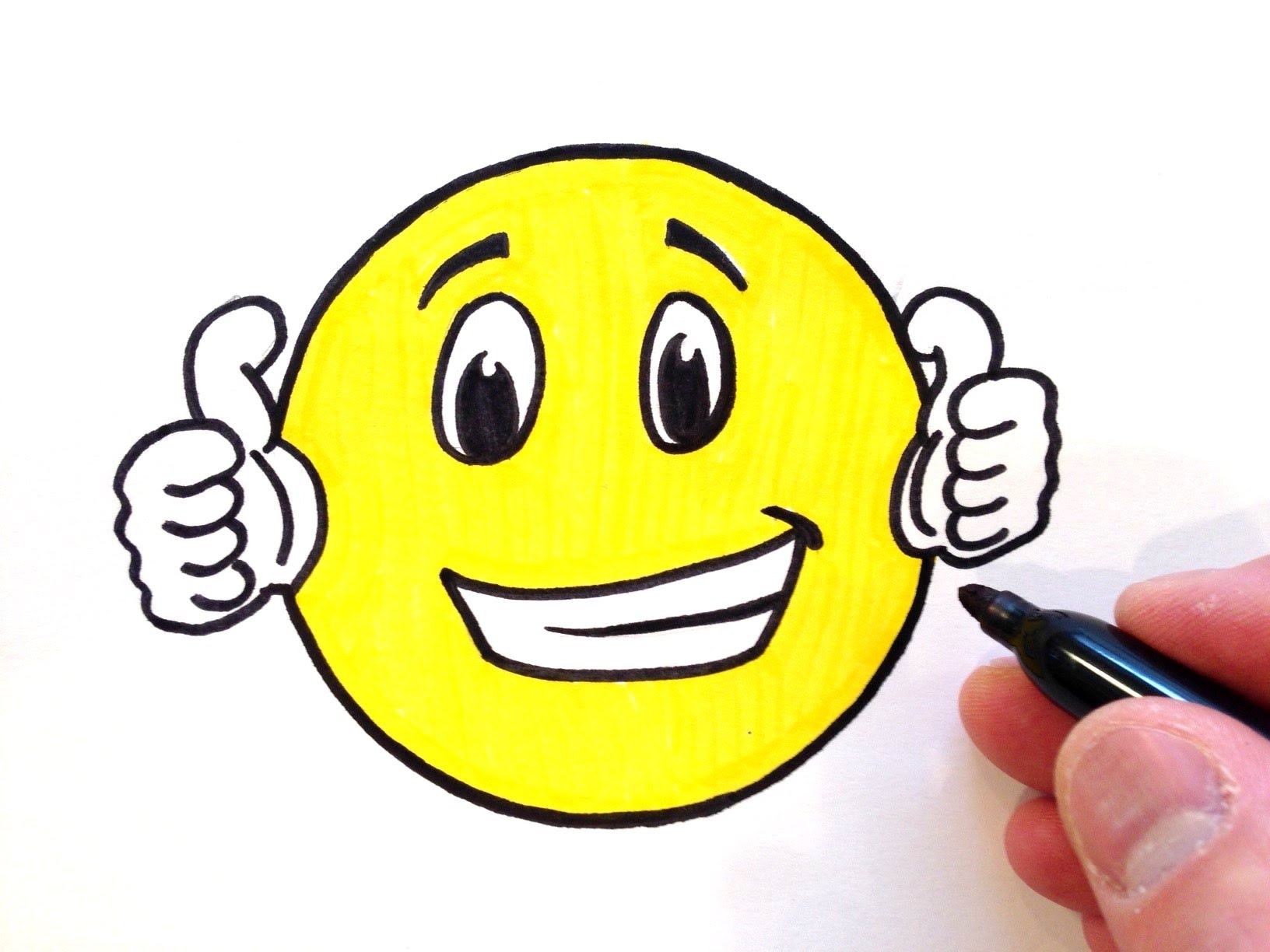 How to Draw a Thumbs Up Smiley Face - YouTube