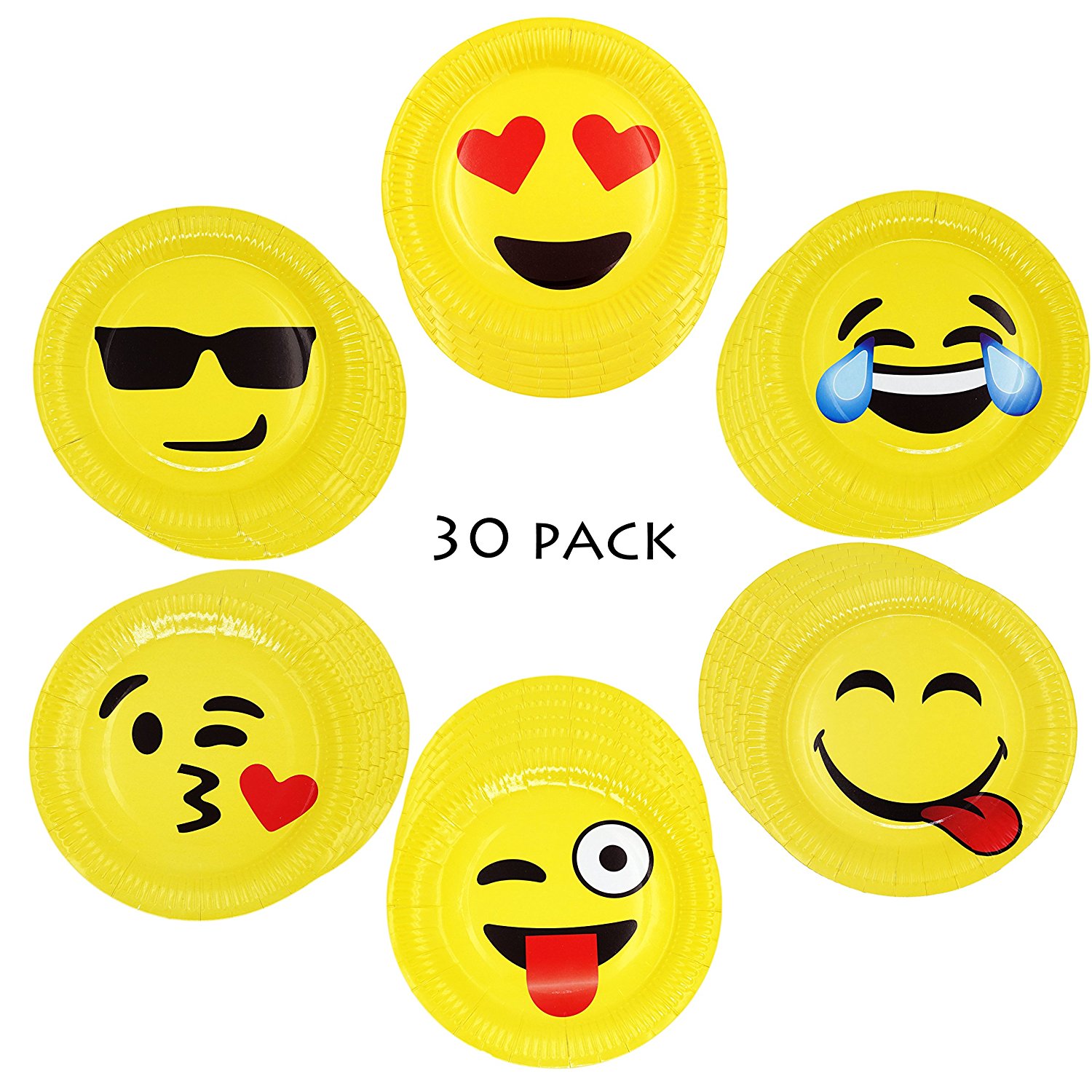 Amazon.com: Popculta 9 Inch Large Emoji Paper Party Plates Assorted ...