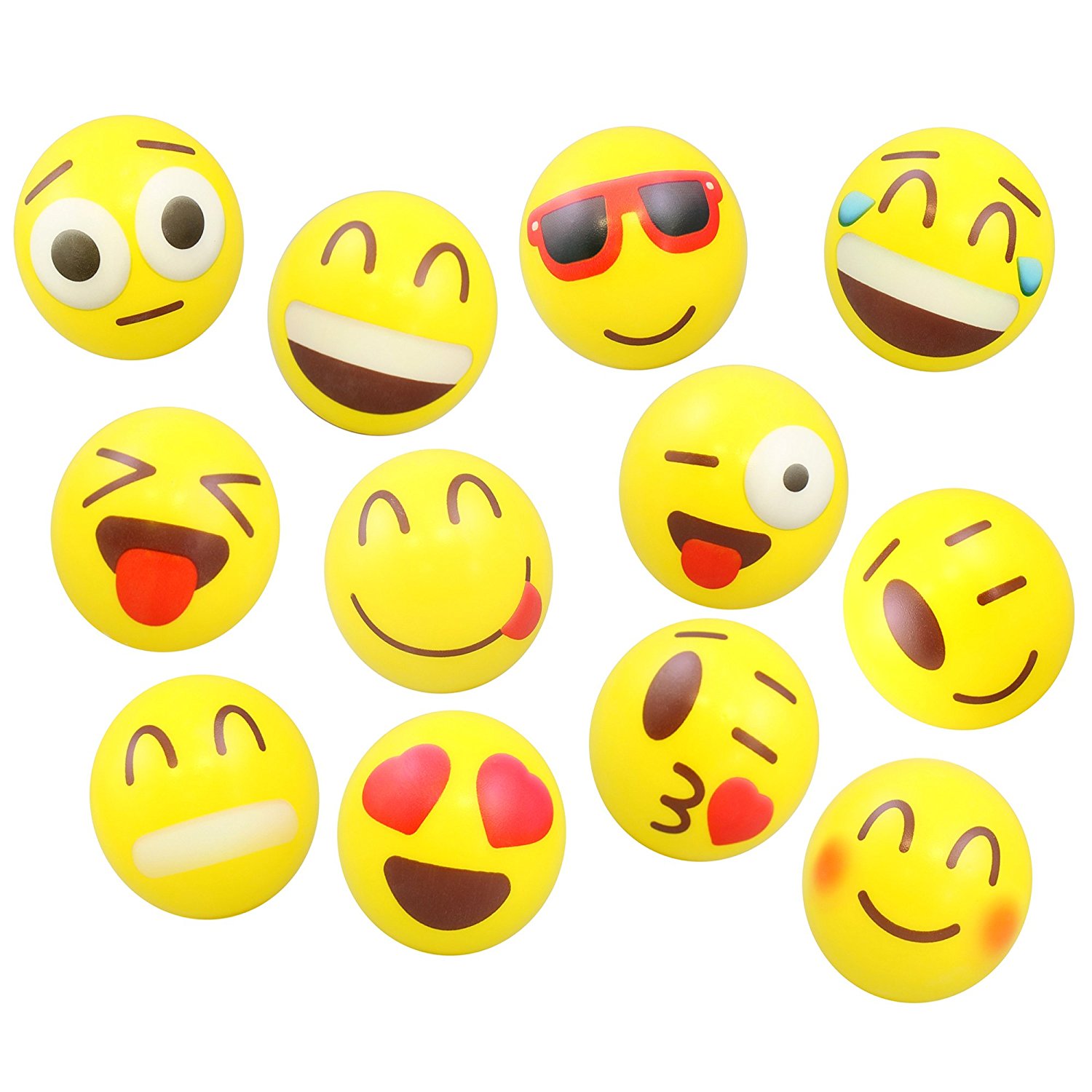 Amazon.com: 24 Colorful Emoji Stress Balls - Squishy, Squeezable ...