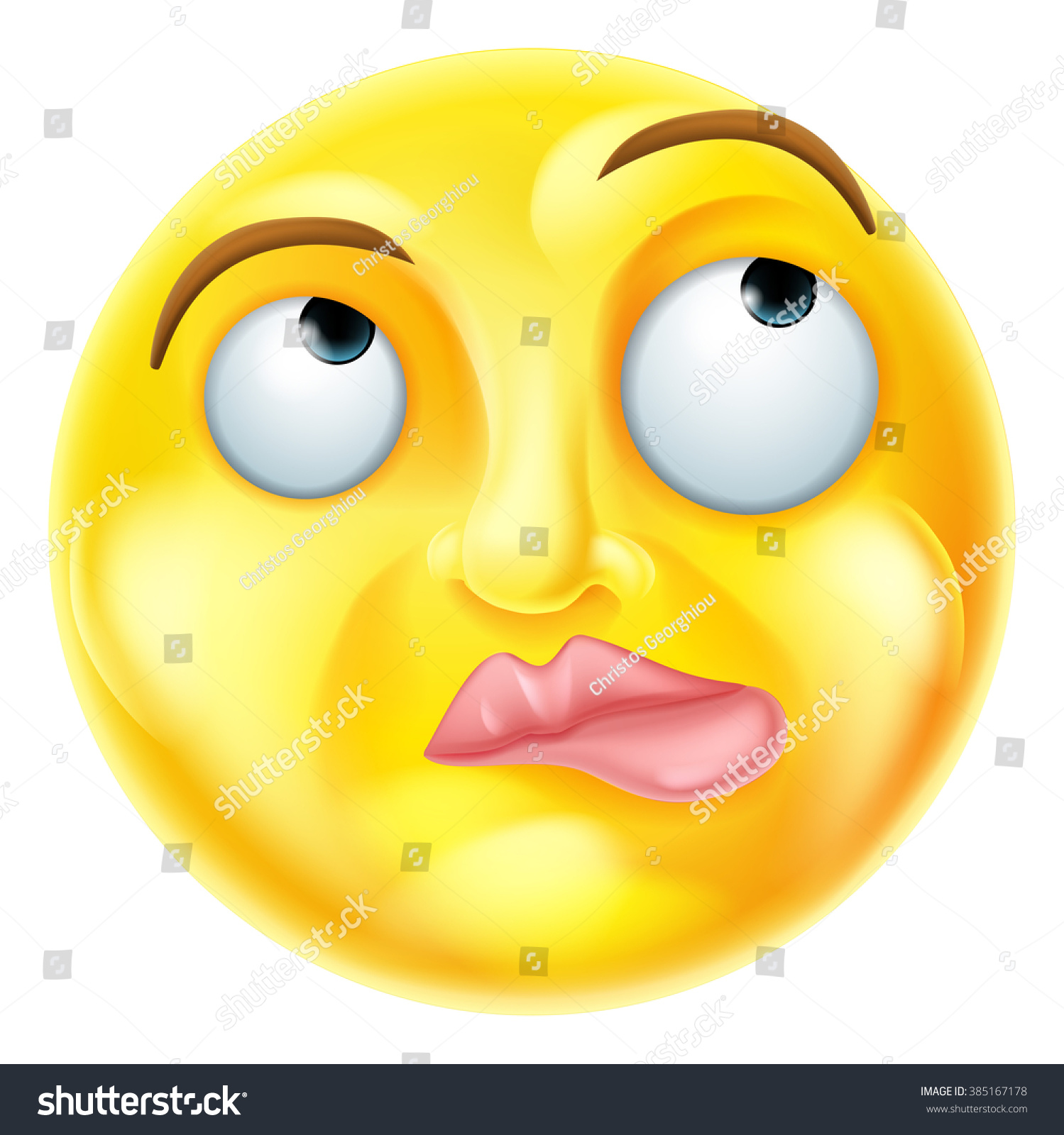 Thinking Cartoon Emoji Emoticon Smiley Face Stock Illustration ...